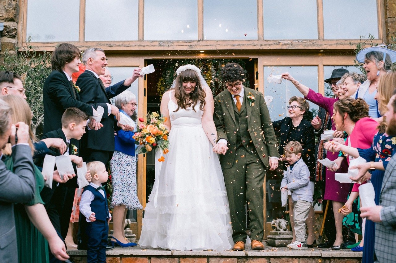 Beautiful bride Anna wears the Ivory Ash dress and Mayfair skirt | Wedding dresses by Halfpenny London