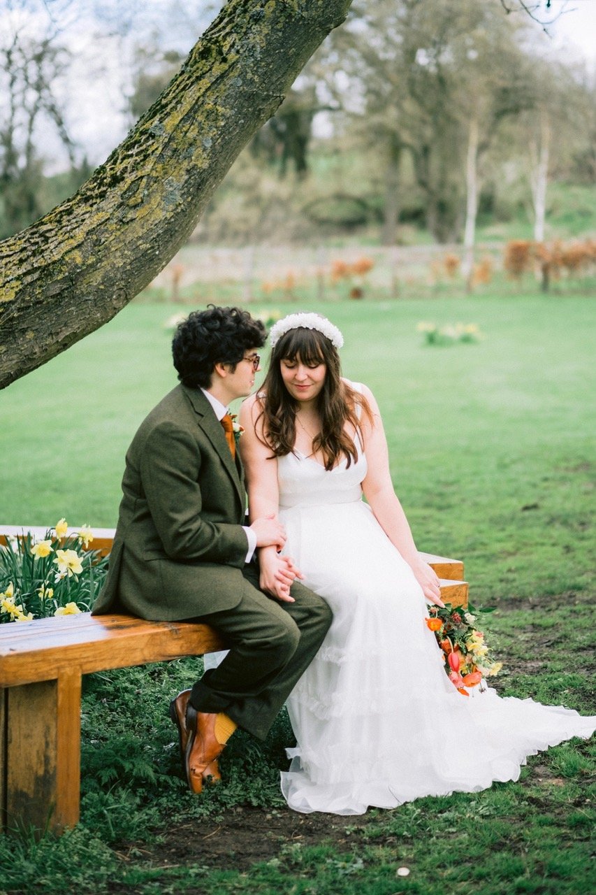 Beautiful bride Anna wears the Ivory Ash dress and Mayfair skirt | Wedding dresses by Halfpenny London