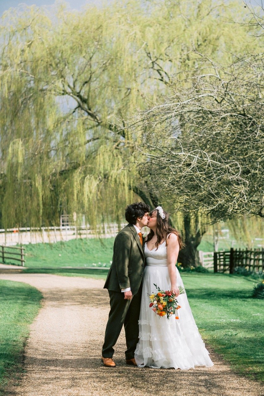 Beautiful bride Anna wears the Ivory Ash dress and Mayfair skirt | Wedding dresses by Halfpenny London