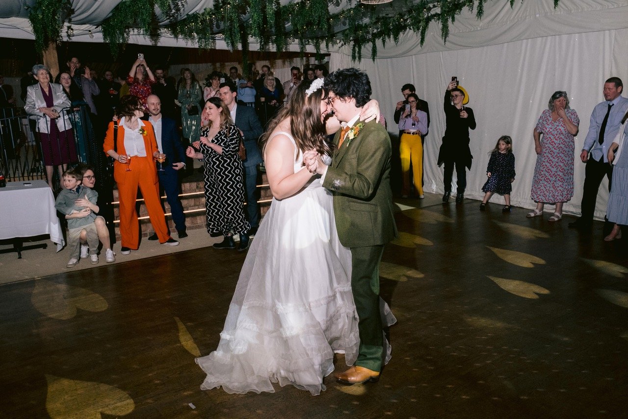 Beautiful bride Anna wears the Ivory Ash dress and Mayfair skirt | Wedding dresses by Halfpenny London