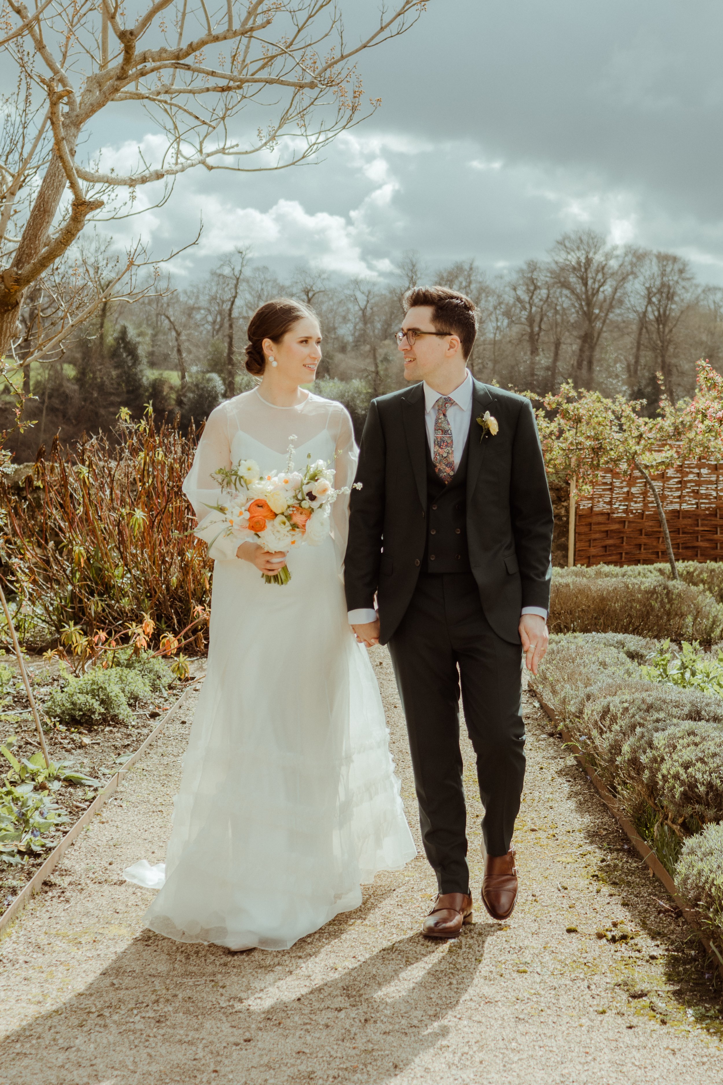 Beautiful bride Georgie wears the Iris slip, Mayfair skirt and the Daniel top | Wedding dresses by Halfpenny London