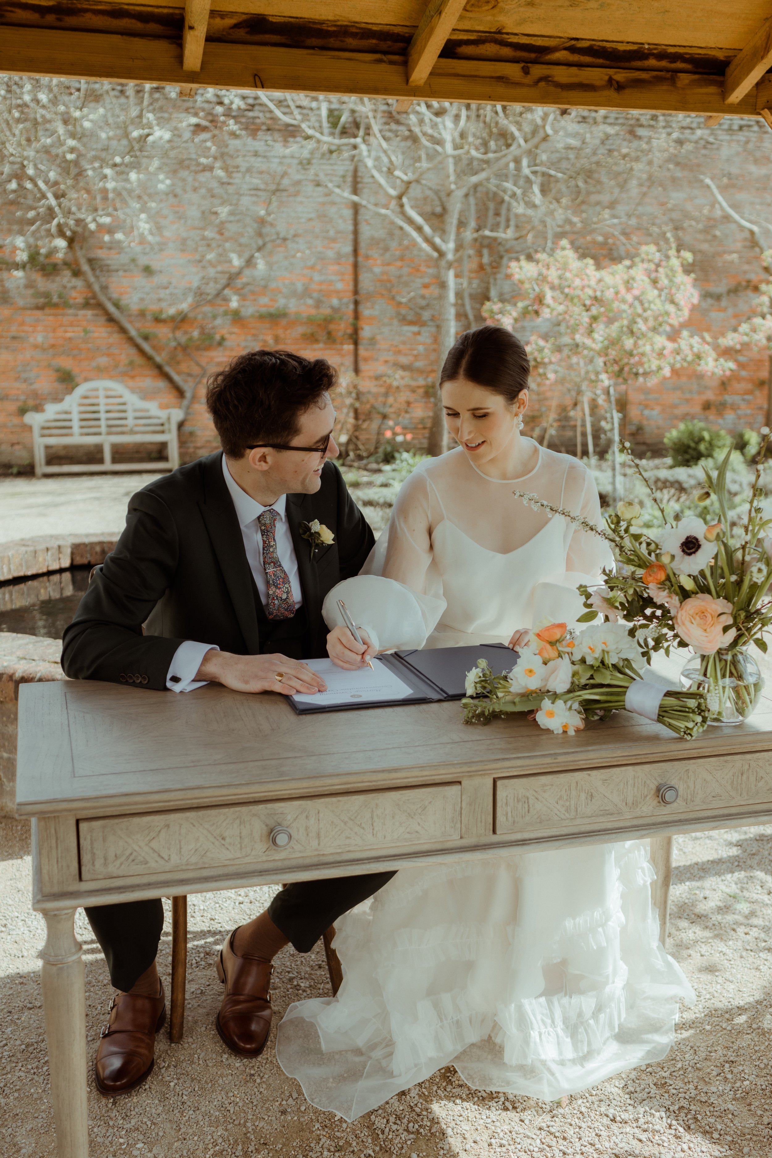 Beautiful bride Georgie wears the Iris slip, Mayfair skirt and the Daniel top | Wedding dresses by Halfpenny London