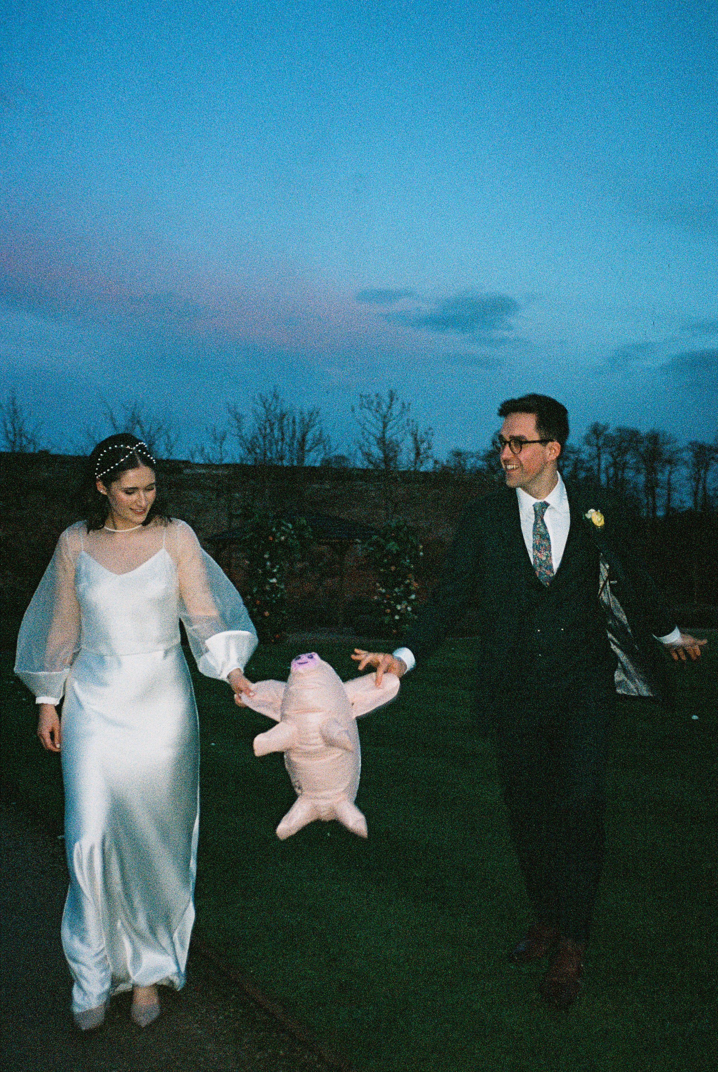 Beautiful bride Georgie wears the Iris slip, Mayfair skirt and the Daniel top | Wedding dresses by Halfpenny London