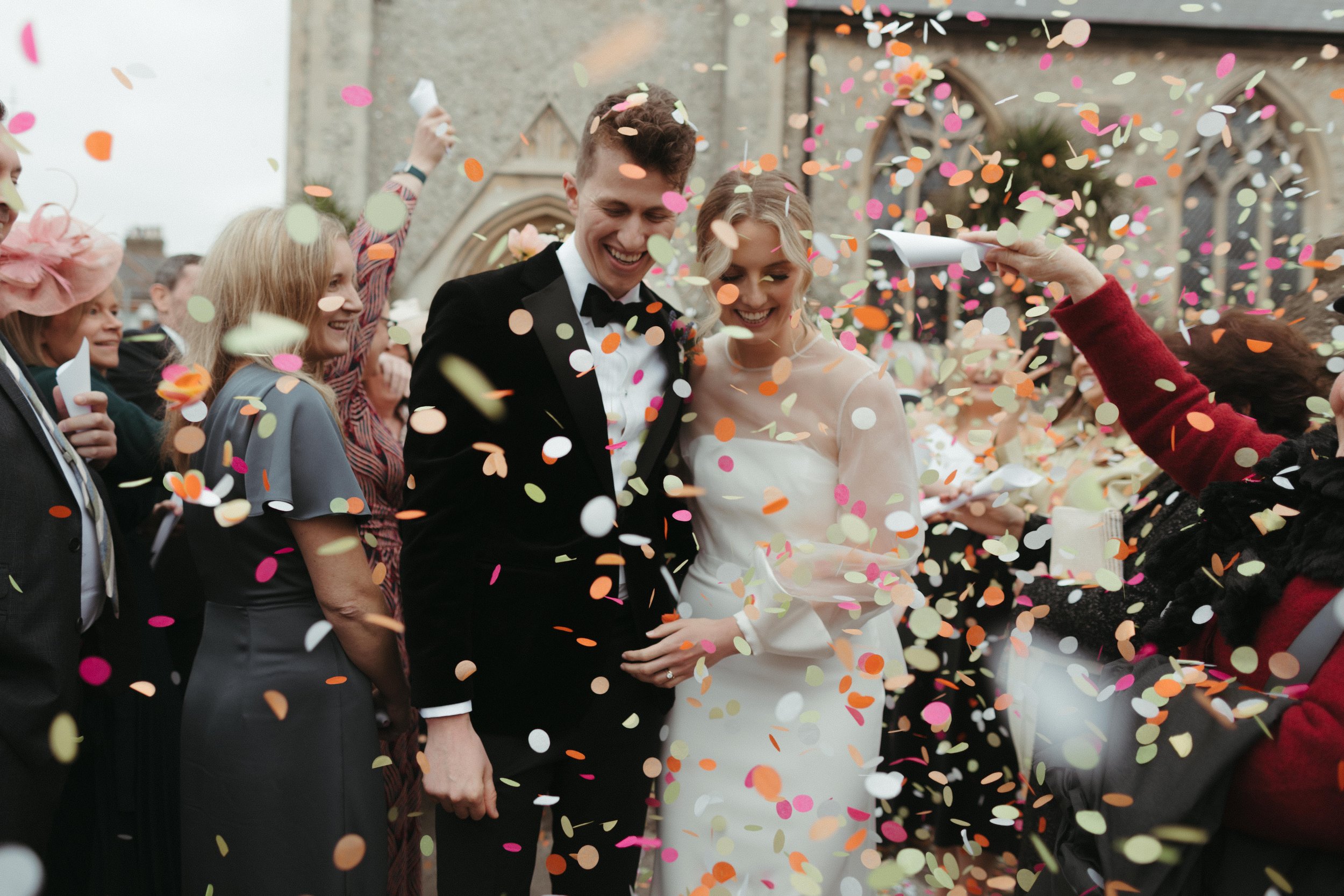 Beautiful bride Anna wears the Oliver dress with the Daniel top and Alpha bow | Wedding dresses by Halfpenny London