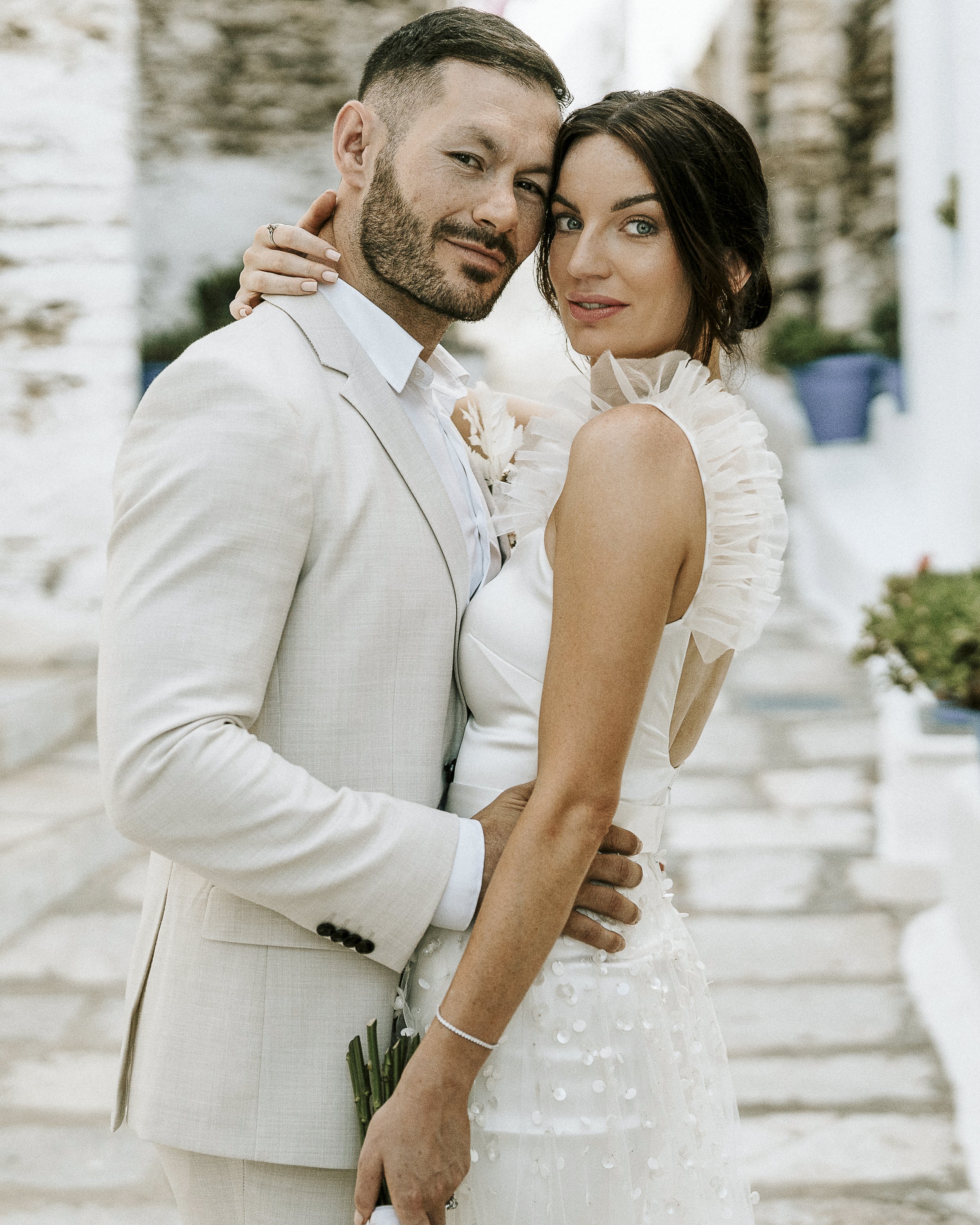 Beautiful bride Fontini wears the Victor frill and Sycamore skirt | Wedding dresses by Halfpenny London 