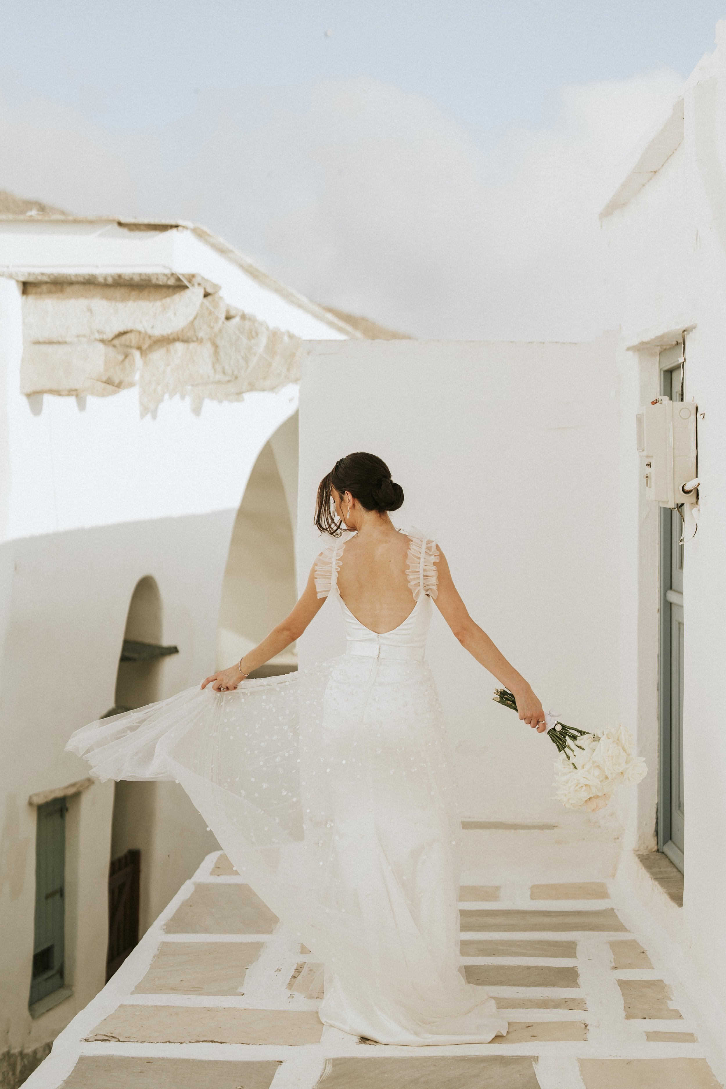 Beautiful bride Fontini wears the Victor frill and Sycamore skirt | Wedding dresses by Halfpenny London 