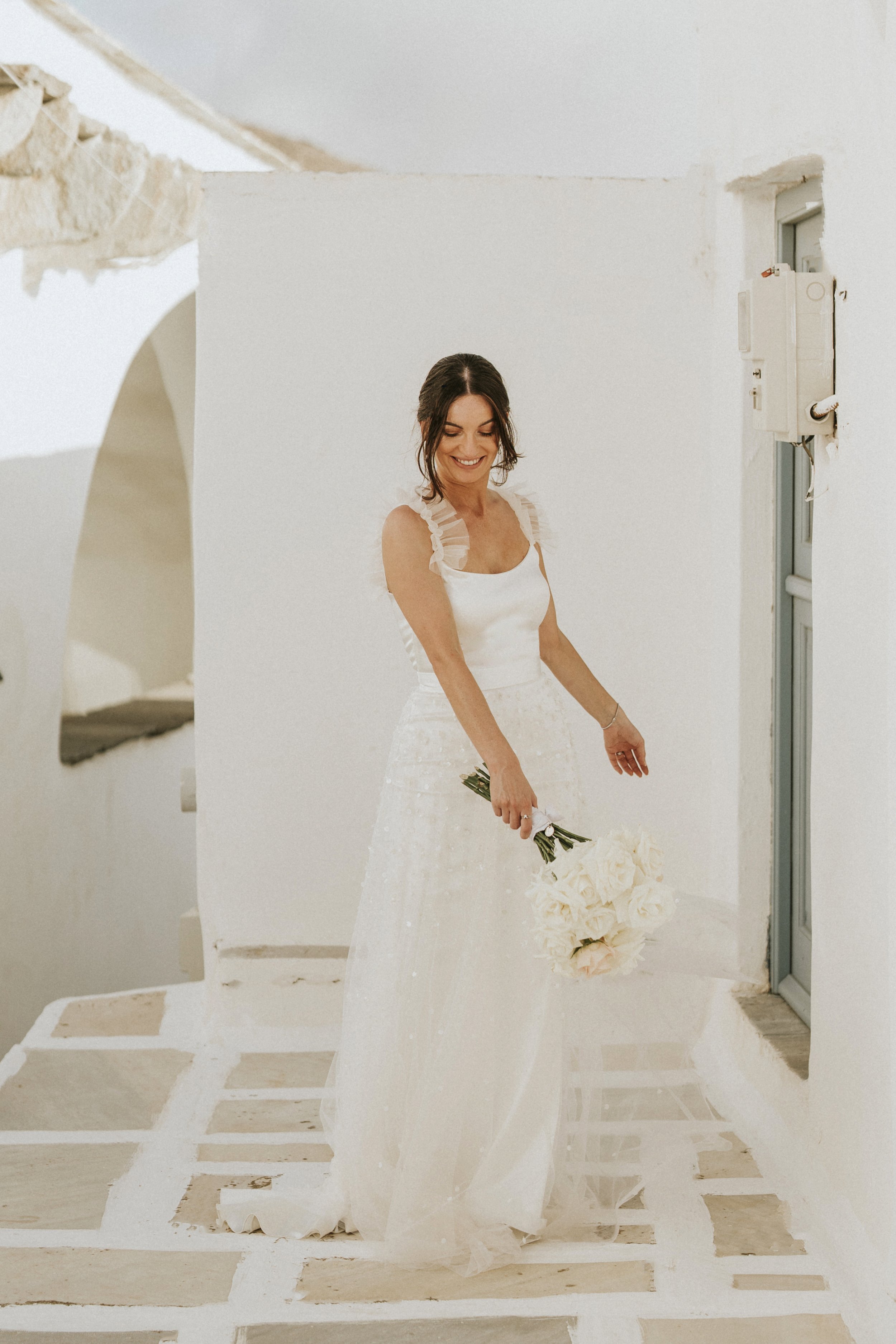 Beautiful bride Fontini wears the Victor frill and Sycamore skirt | Wedding dresses by Halfpenny London 