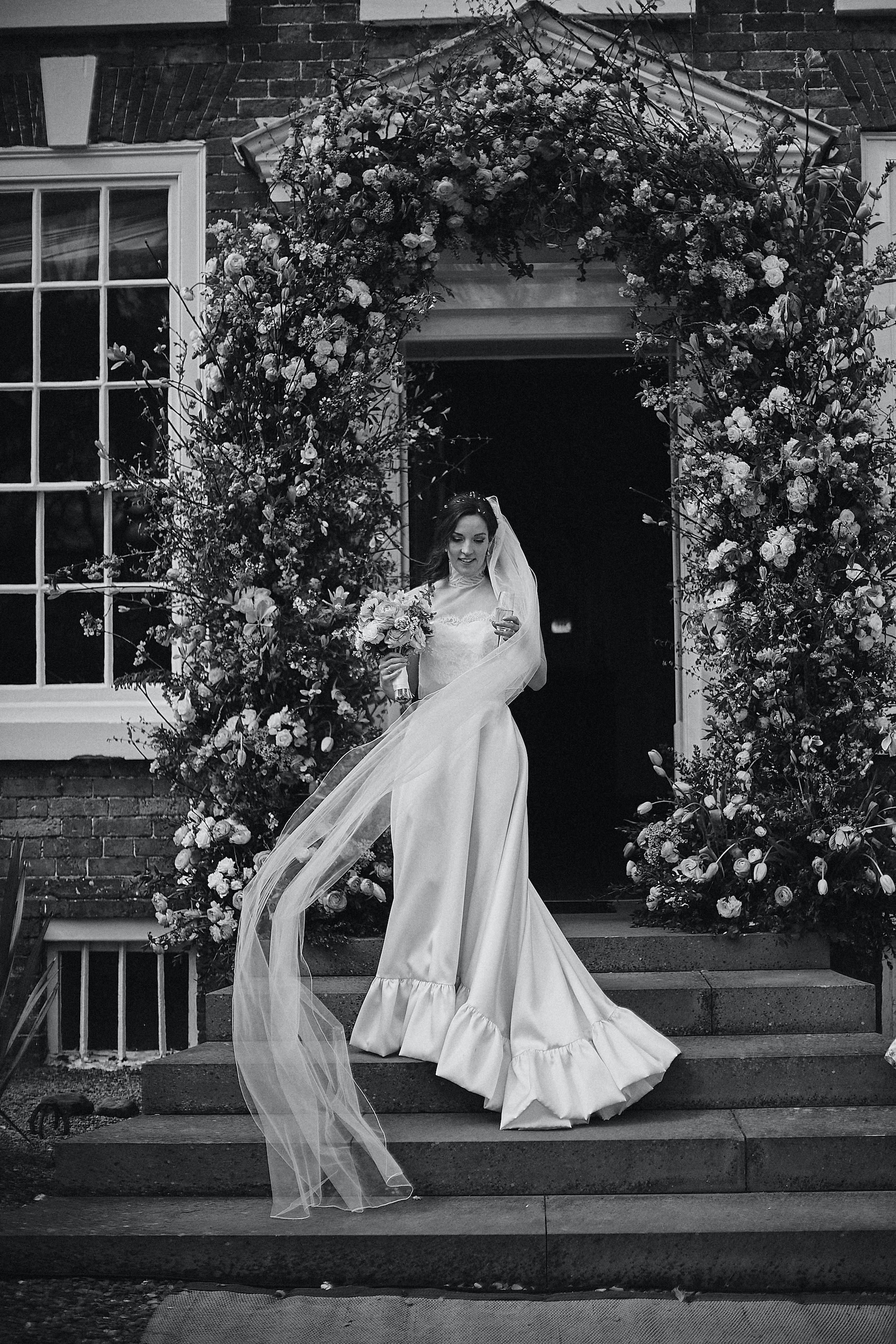 Beautiful bride Becky wore the Breeze wedding dress, Wren Top and Issa shrug for her wedding day | Halfpenny London bride