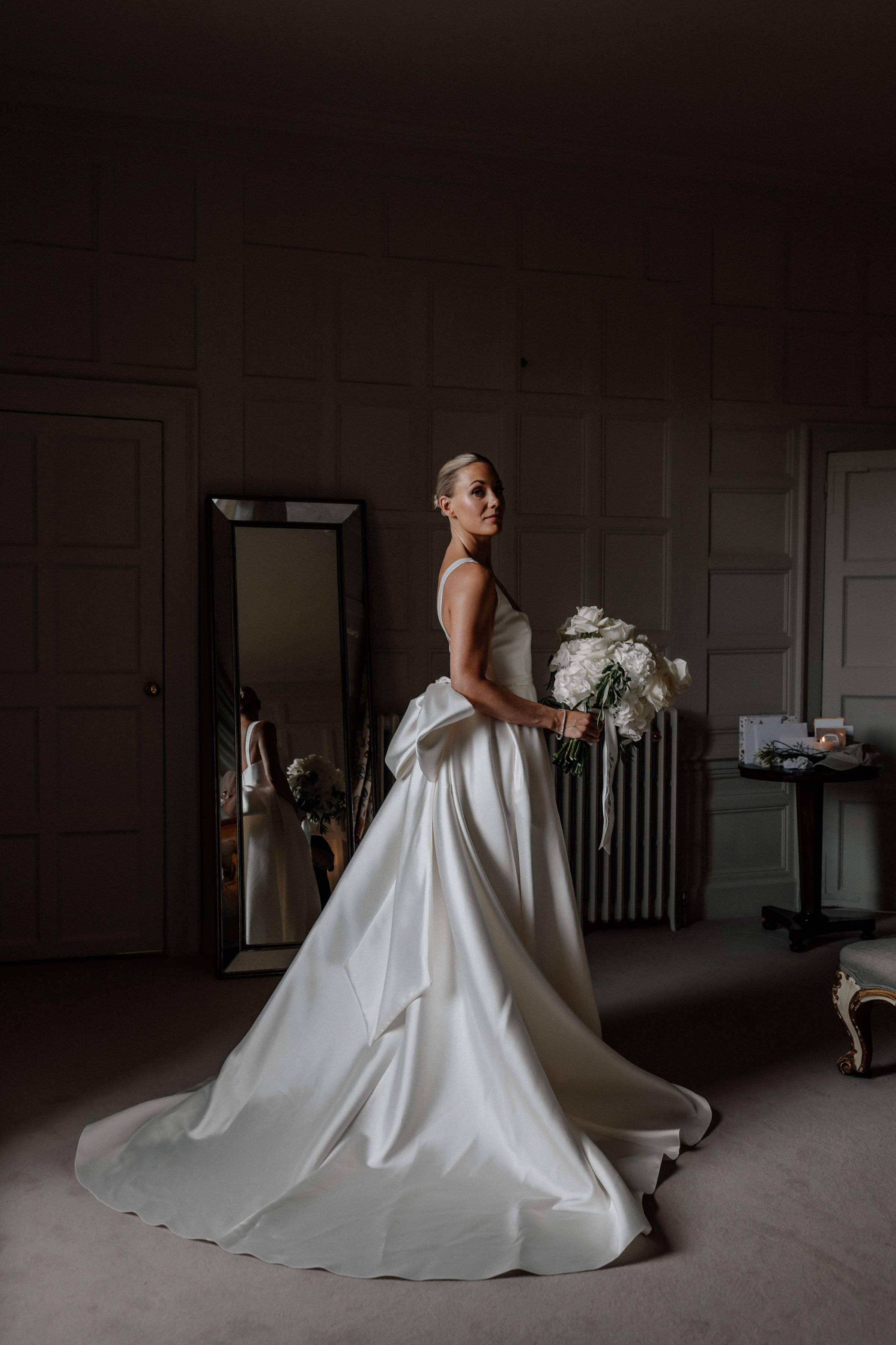 Beautiful bride Danielle wore the Dahlia wedding dress and bow by Halfpenny London