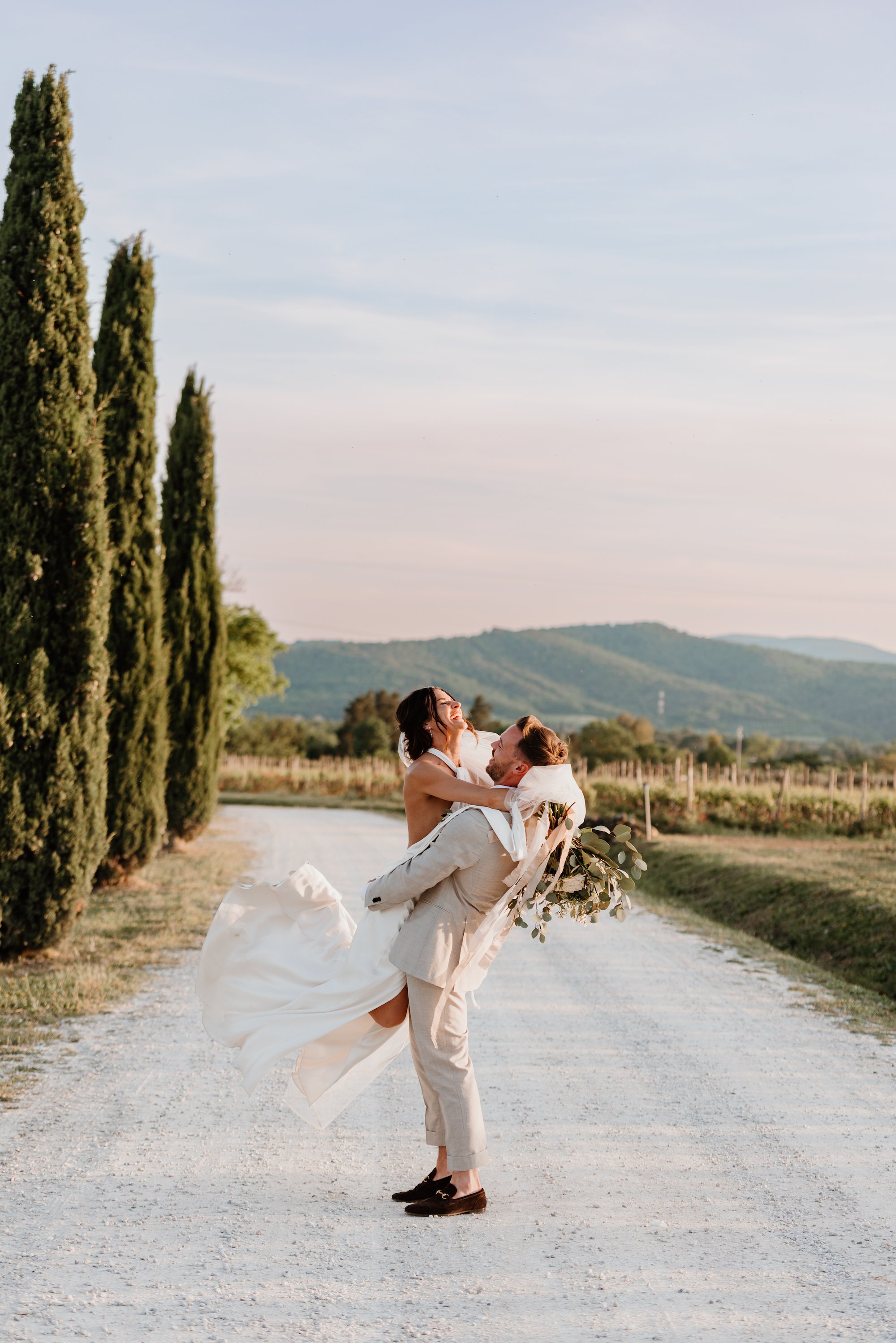 Beautiful bride Alice wore the Cheryl Split Wedding dress by Halfpenny London