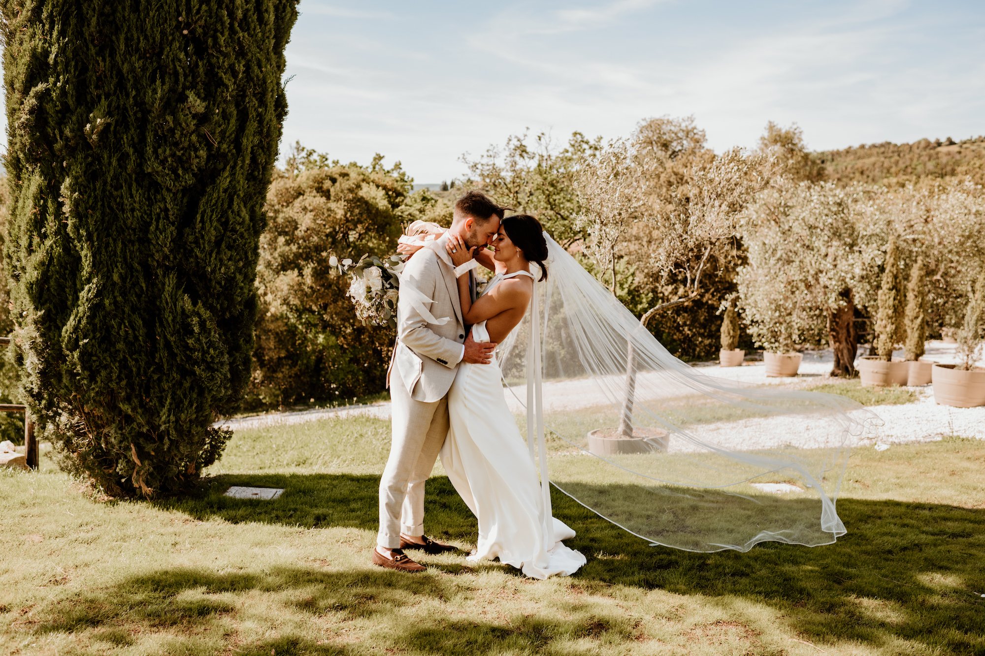 Beautiful bride Alice wore the Cheryl Split Wedding dress by Halfpenny London