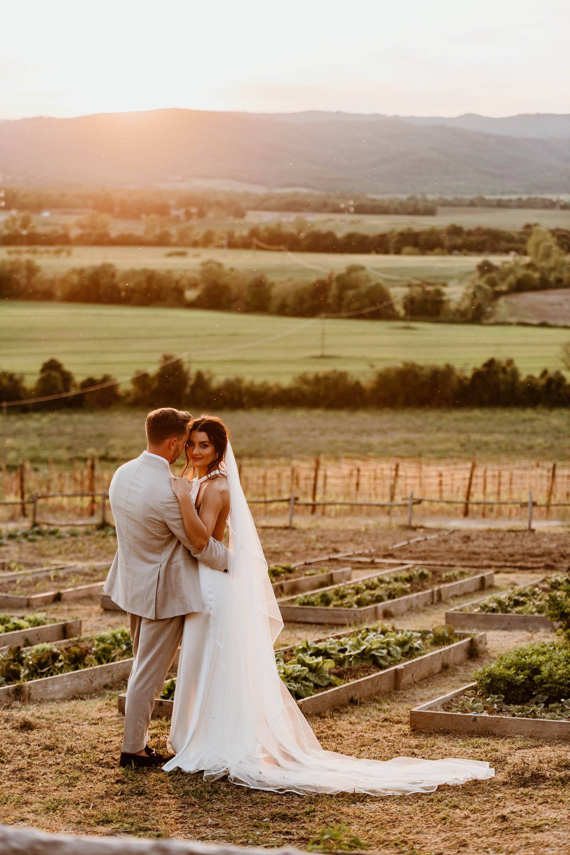 Beautiful bride Alice wore the Cheryl Split Wedding dress by Halfpenny London