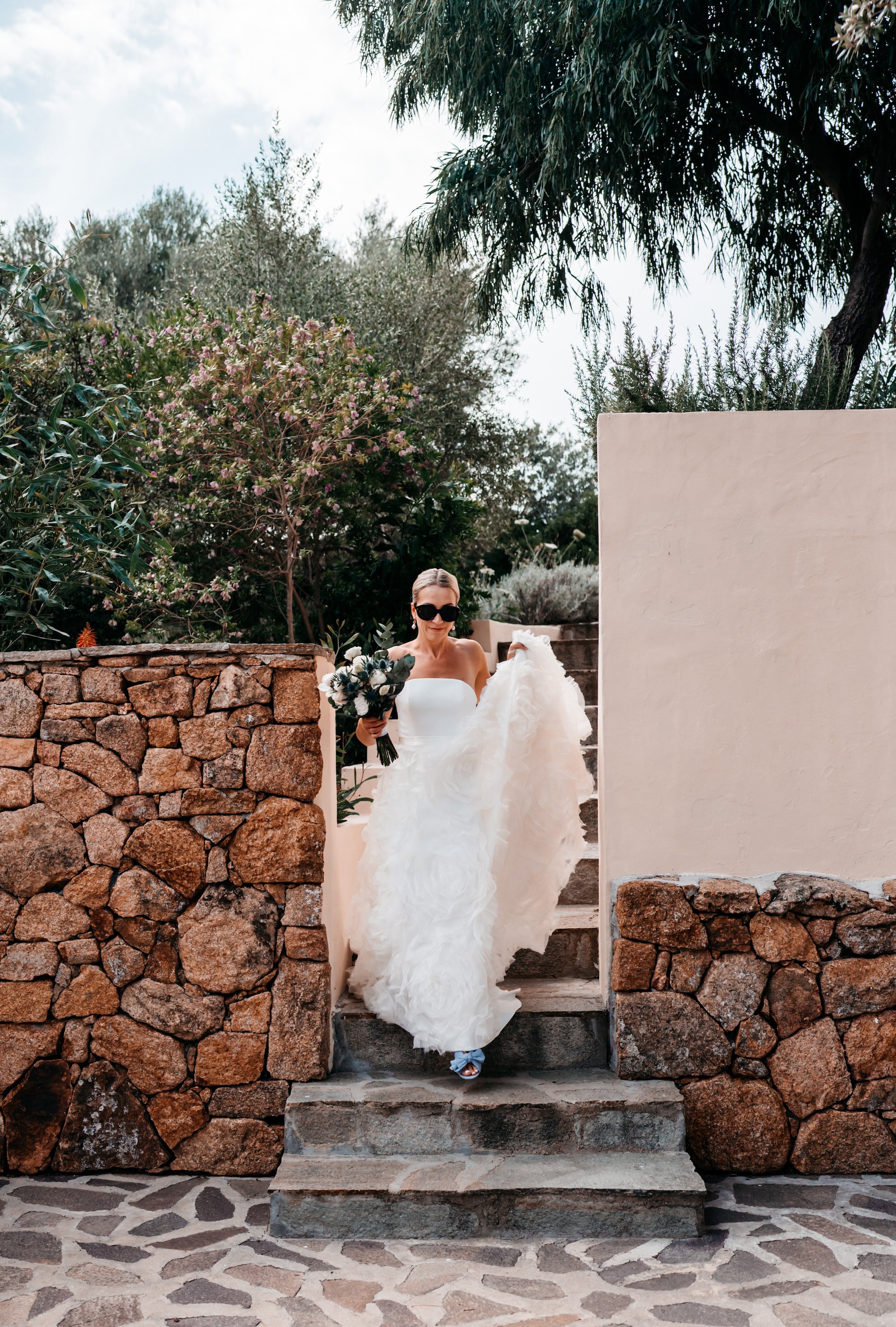 Beautiful bride Florence wore the Oliver wedding dress and Ruffle Rose skirt by Halfpenny London