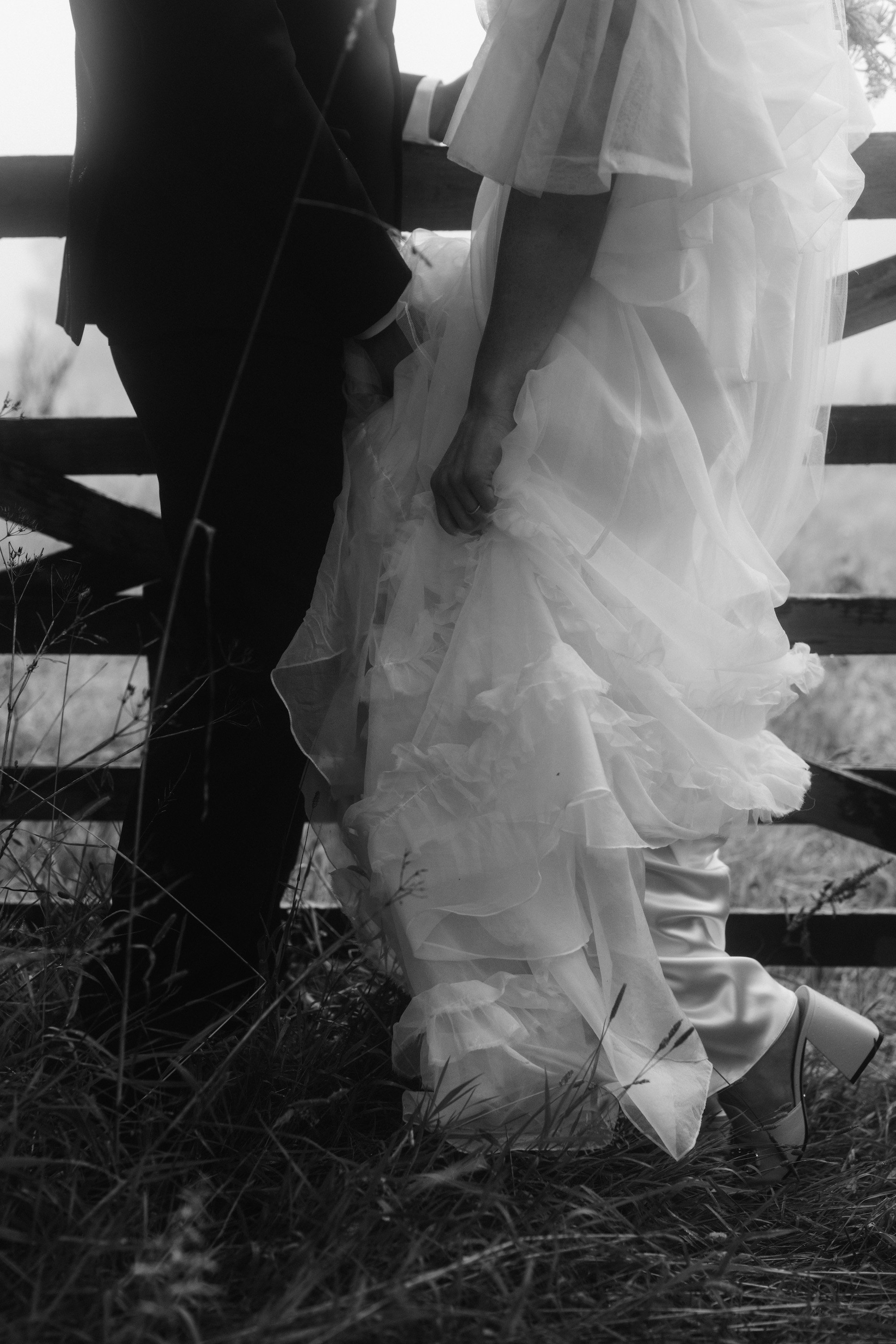 Beautiful bride Charlotte wore the Dayton dress, Mayfair skirt and Issa shrug | Wedding dress by Halfpenny London