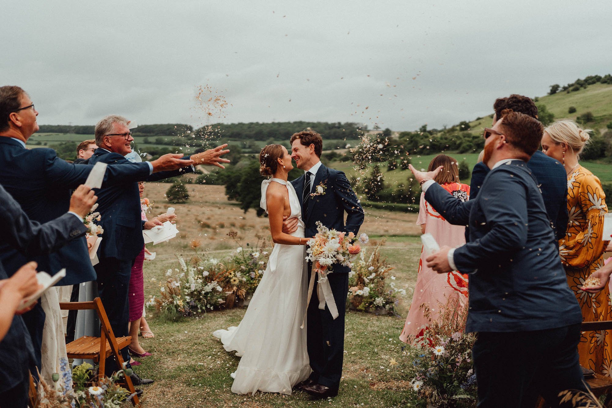 Beautiful bride Laura wears the Cheryl dress and Moon skirt for her wedding day | Wedding dresses by Halfpenny London