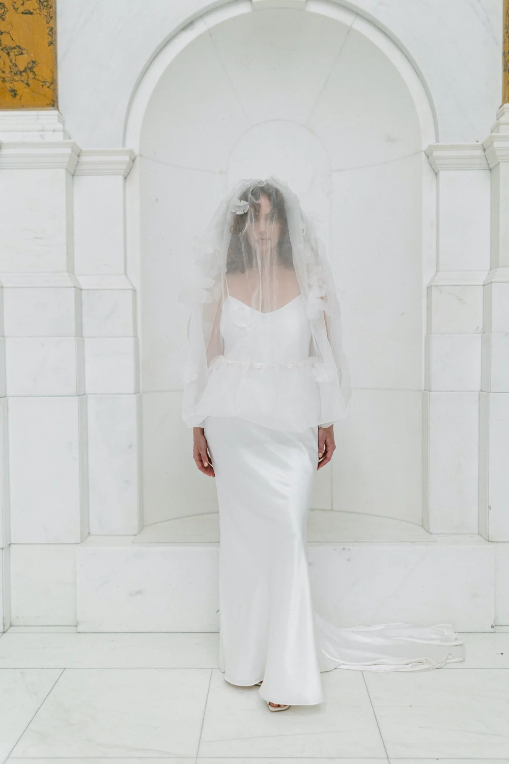dave and johnny dresses 1930's Bridal White Silk Slip Dress With White Lace – Eveliina Vintage main image 0