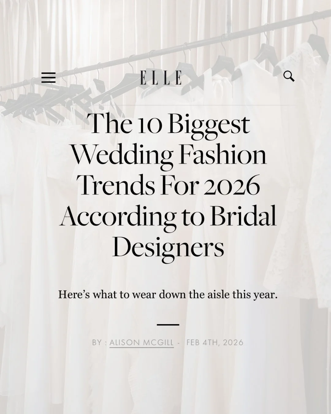 &ldquo;What excites me most about brides right now is their confidence. There&rsquo;s a real sense of self. Brides are less interested in tradition for tradition&rsquo;s sake, and far more drawn to pieces that feel, intentional, expressive, and perso