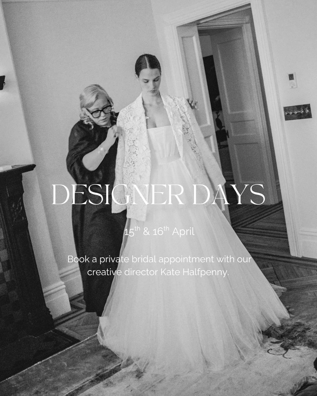 Introducing Designer Days: a very special opportunity to have our Creative Director, @Kate.Halfpenny as part of your bridal appointment experience.⁠
⁠
Kate will be joining her team of exceptional stylists across a select number of appointments on the