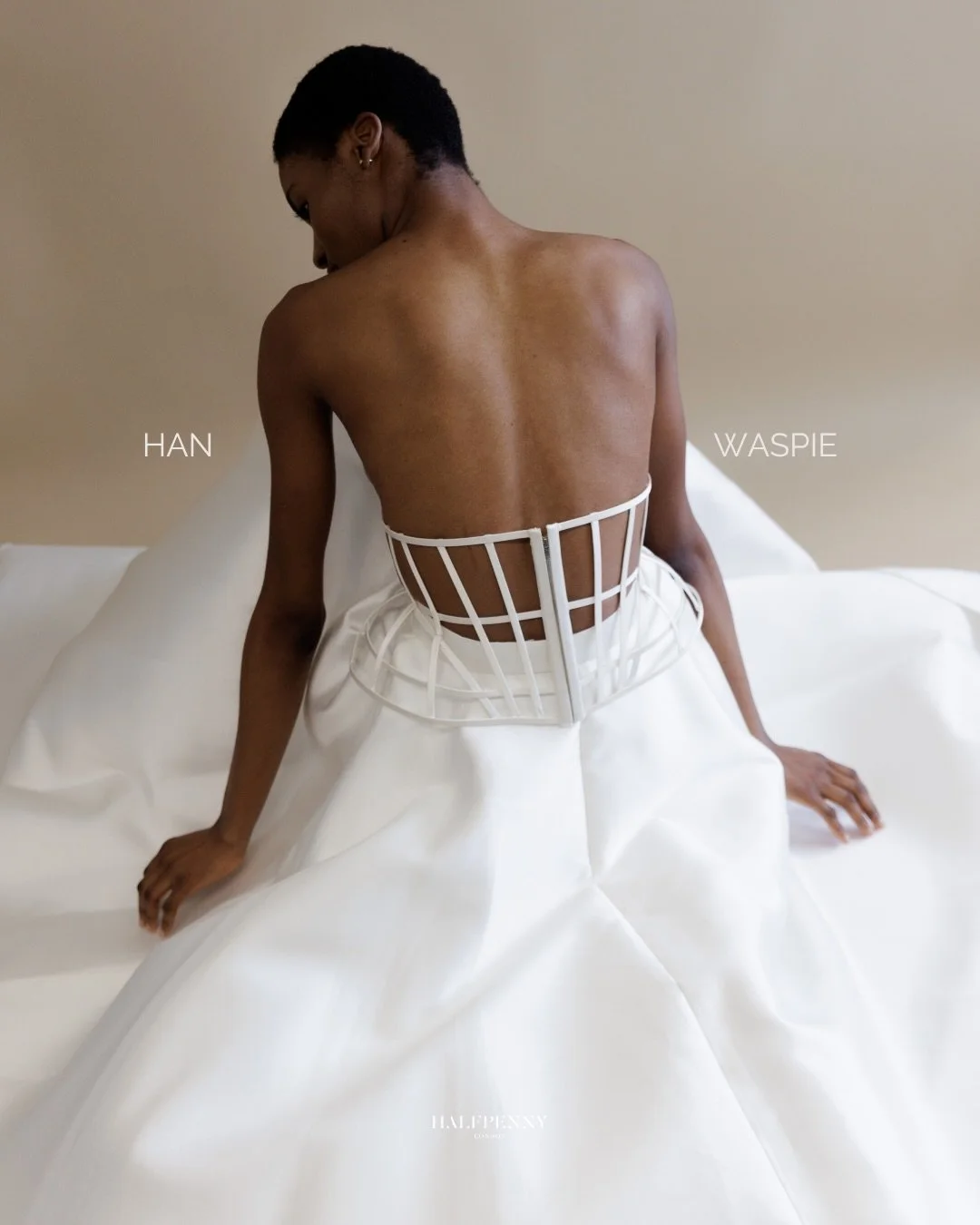 The Han waspie &mdash; a hero piece in our latest collection.⁠
⁠
Crafted from duchess satin with bound boning, it sculpts the waist and exaggerates the hip with precision and control. Corsetry, reduced to its essence.⁠
⁠
⁠Available exclusively in our