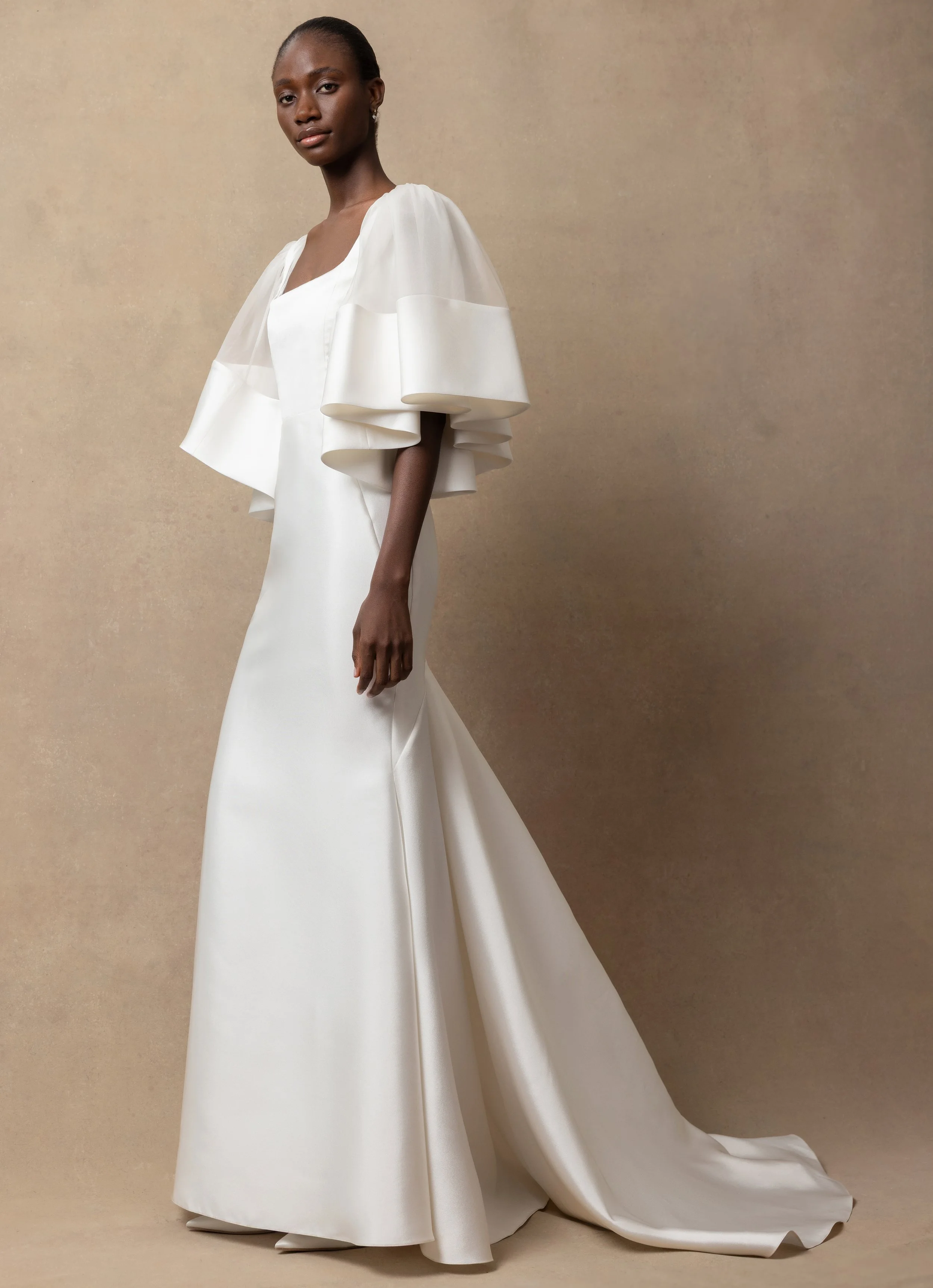 Halfpenny London Zola Sleeves worn with wedding dress carnation dress image from side