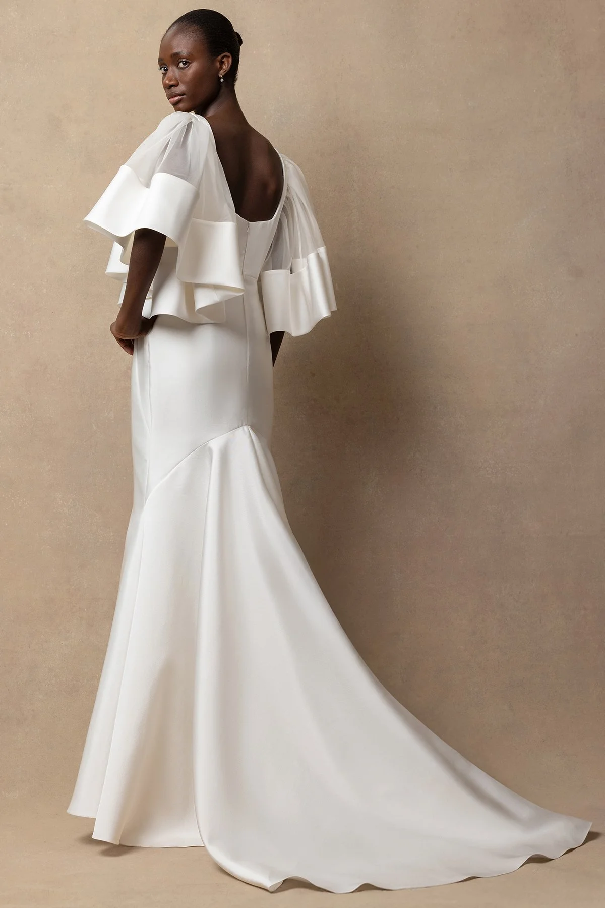 Halfpenny London Zola Sleeves worn with wedding dress carnation dress image from back