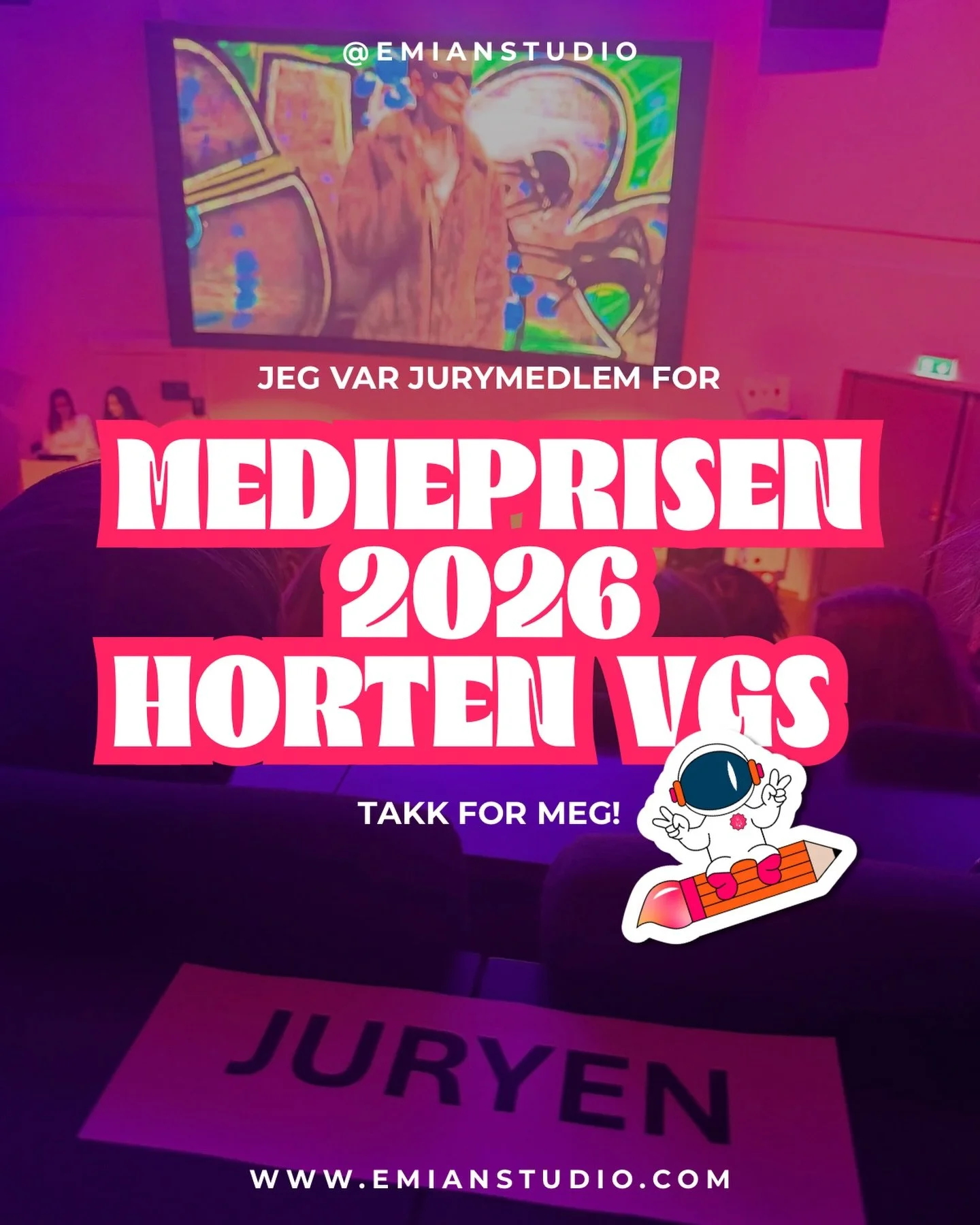 Jeg har f&aring;tt v&aelig;re med p&aring; noe skikkelig moro!🤩 

Sammen med @omriss_ har jeg v&aelig;rt jurymedlem for Medieprisen 2026 ved @horten_vgs - og for en morsom prosess det har v&aelig;rt!

Jeg var dommer i kategoriene grafisk design og m
