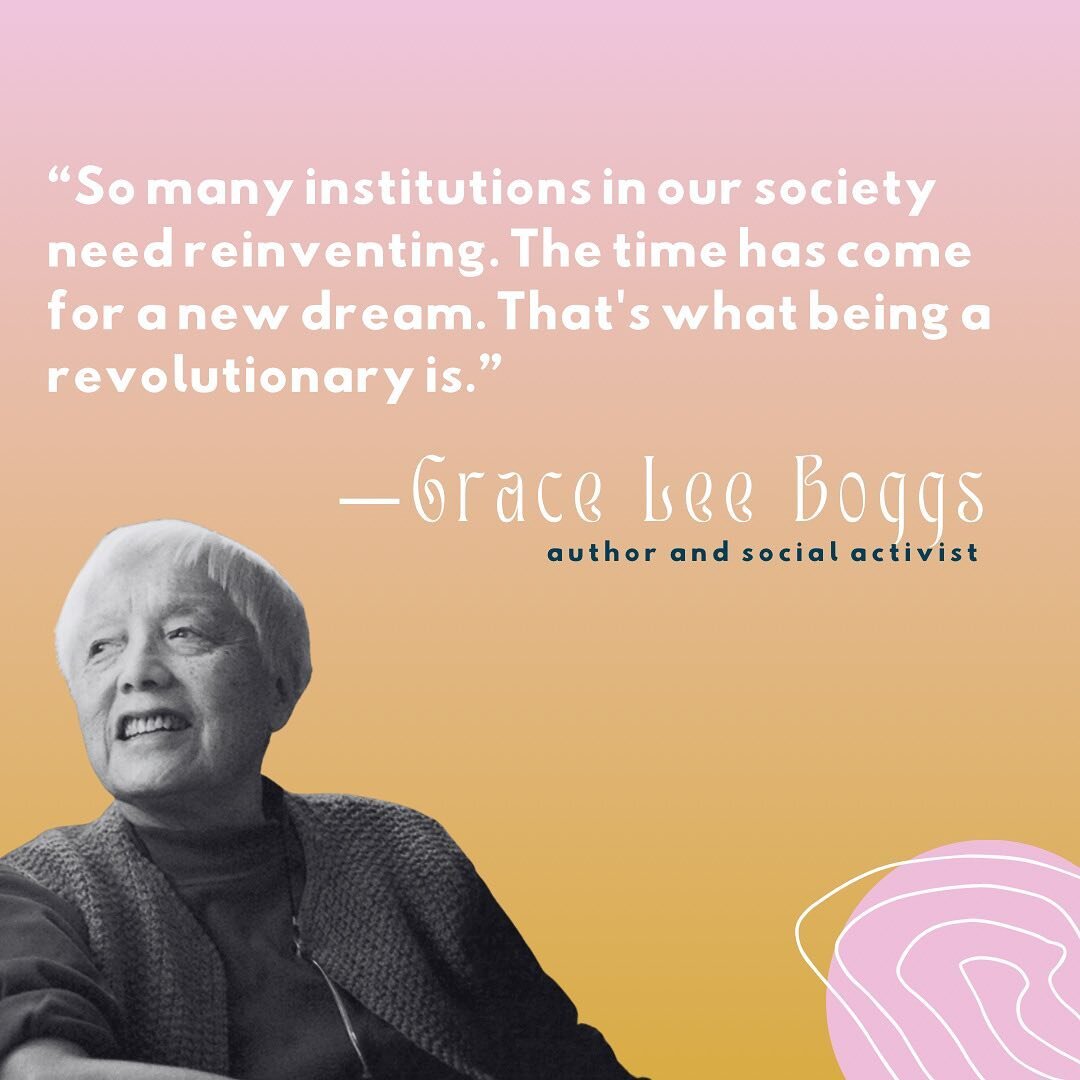 GRACEFULLY DISRUPTING // Grace Lee Boggs waged war of inspiration for civil rights, labor, environmentalism, and feminist causes with an unflinching and revolutionary belief in #creativeactivism 🌟

Rebels, let us be inspired by the sharp words of Gr