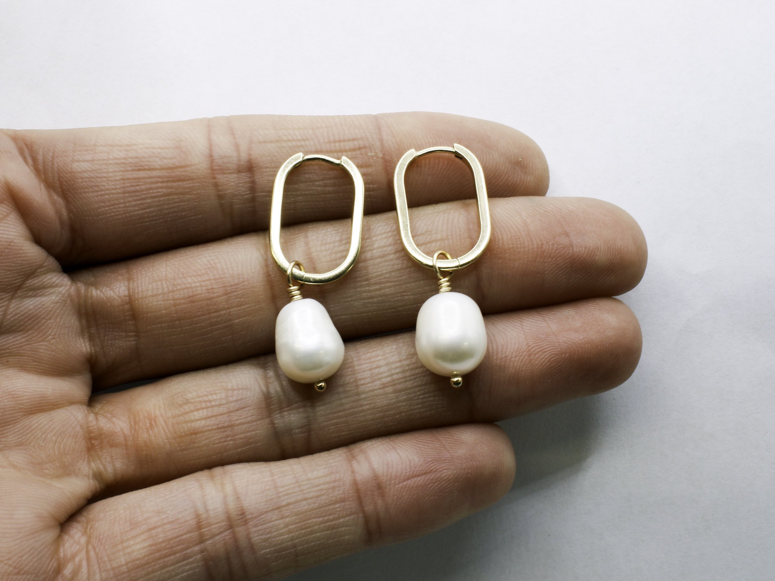 Buy Classic Pearl Drop Gold Plated Sterling Silver Hoop Earrings by  Mannash™ Jewellery
