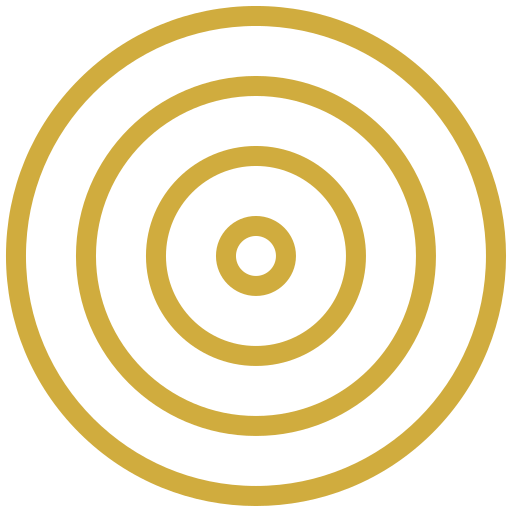 Gold concentric circles on a black background, resembling a target or bullseye.