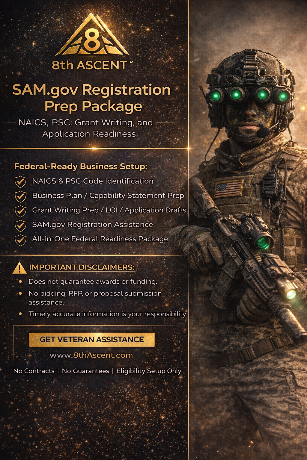 8th Ascent™ Federal Readiness Prep Package SAM.gov Registration + NAICS/PSC + Grant Application Readiness