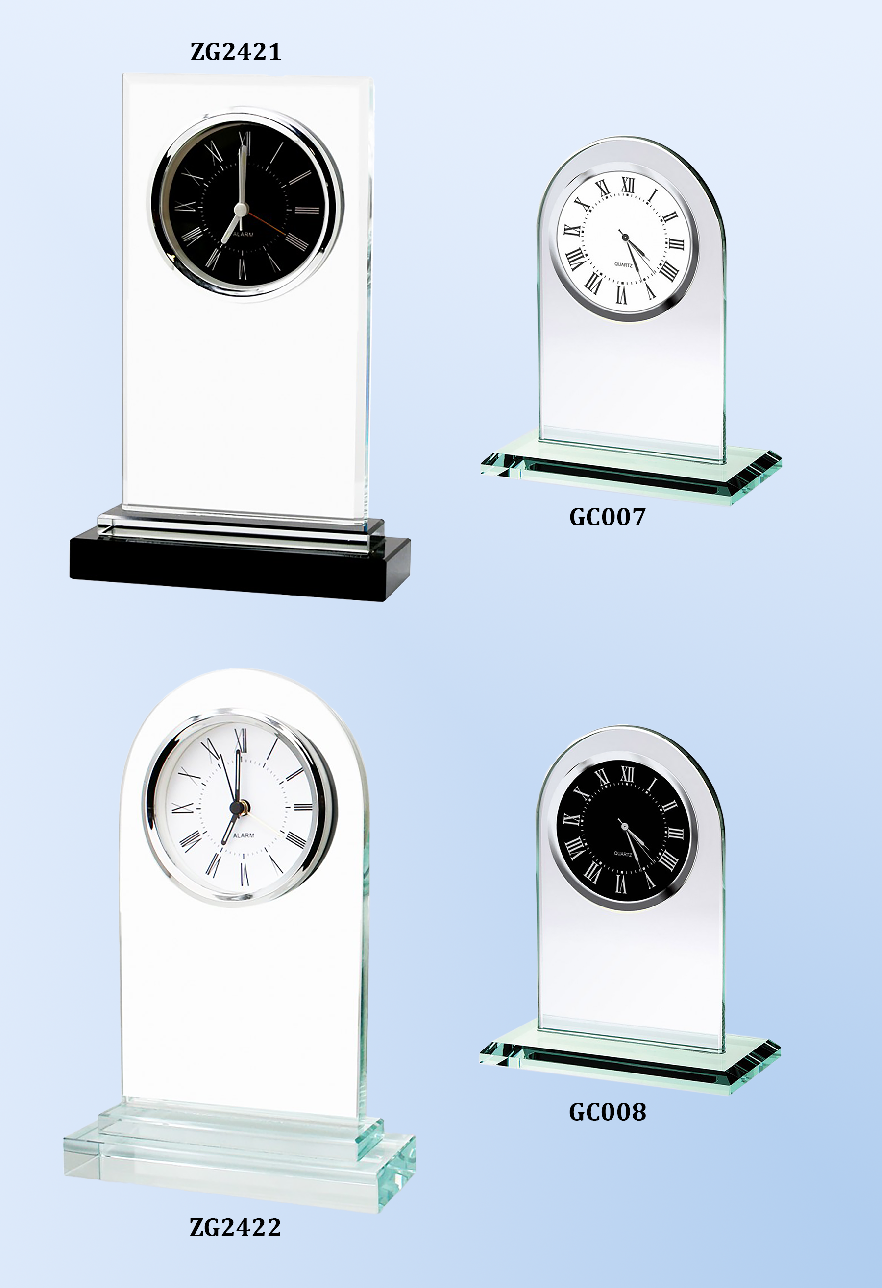 Starfire Glass and Jade Glass Clocks