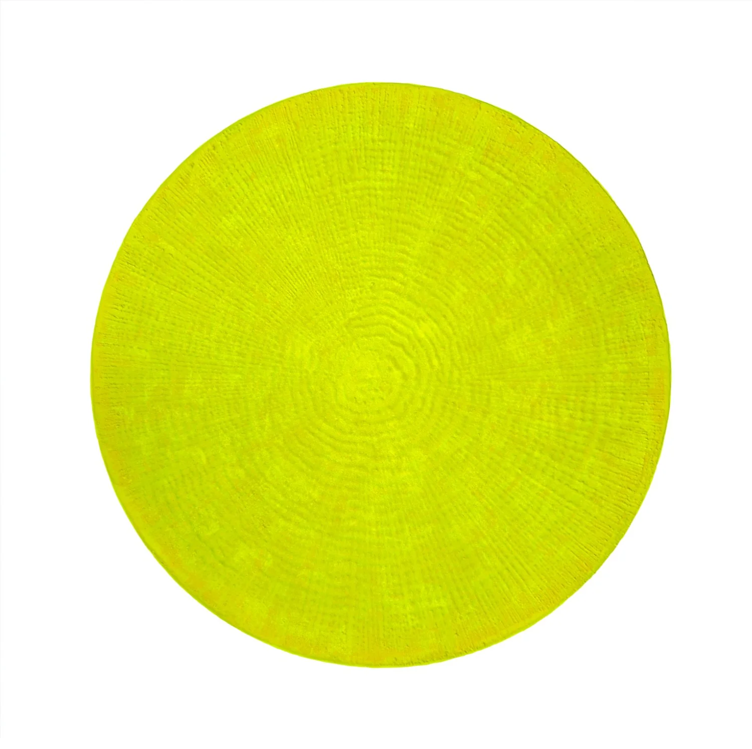 Gelbe Blütenscheibe, Karton & Pigment, 100 x 100 cm, 2026