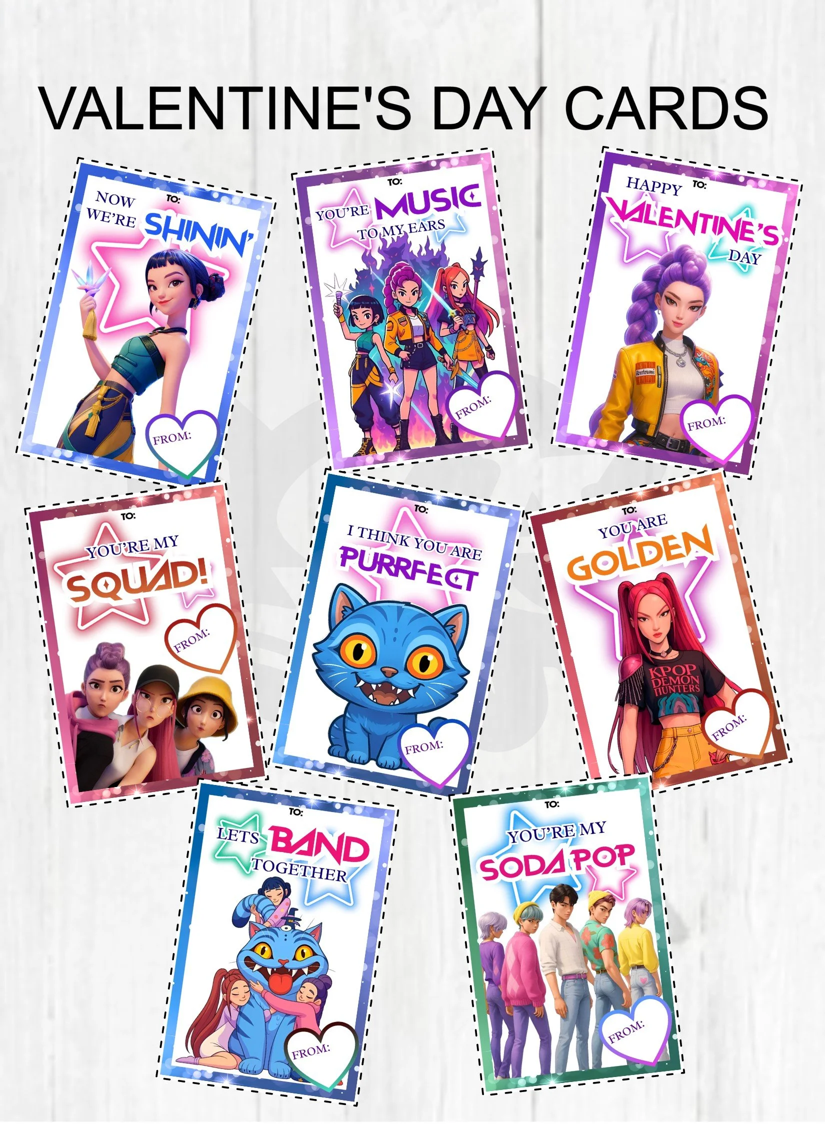 K-Pop Demon Hunters Valentine's Day Cards - DIGITAL