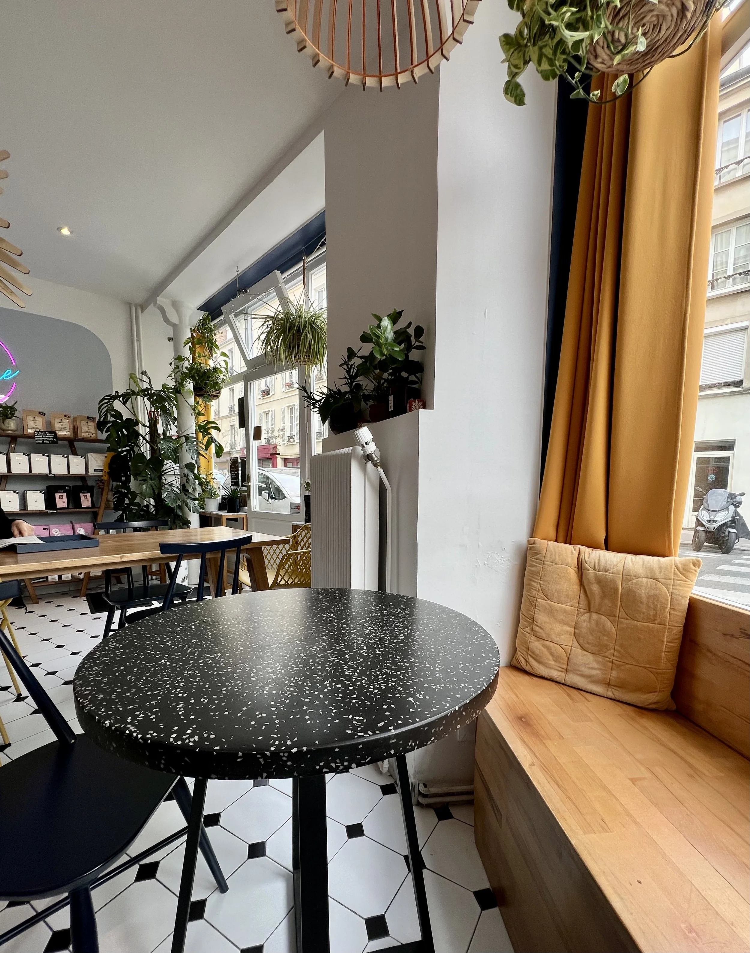 Spacious coffee shop interior Paris