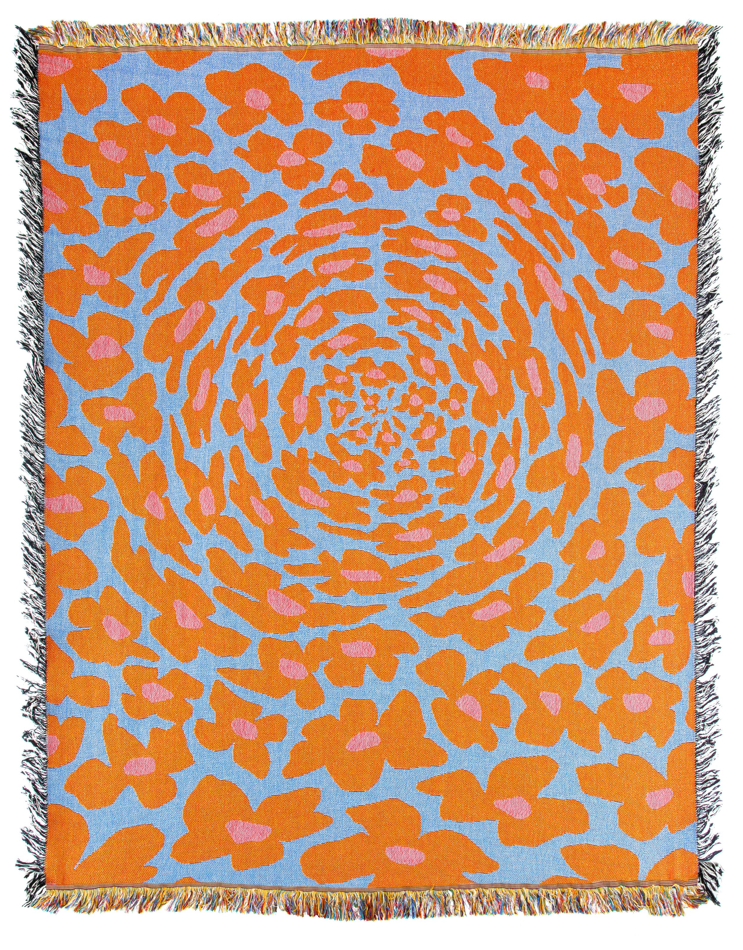 Psychedelic floral throw design.