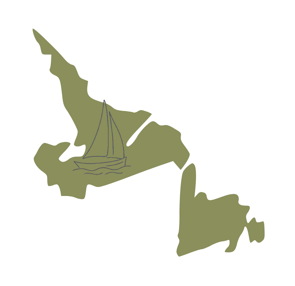 Map of Martha's Vineyard with a sailboat illustration.