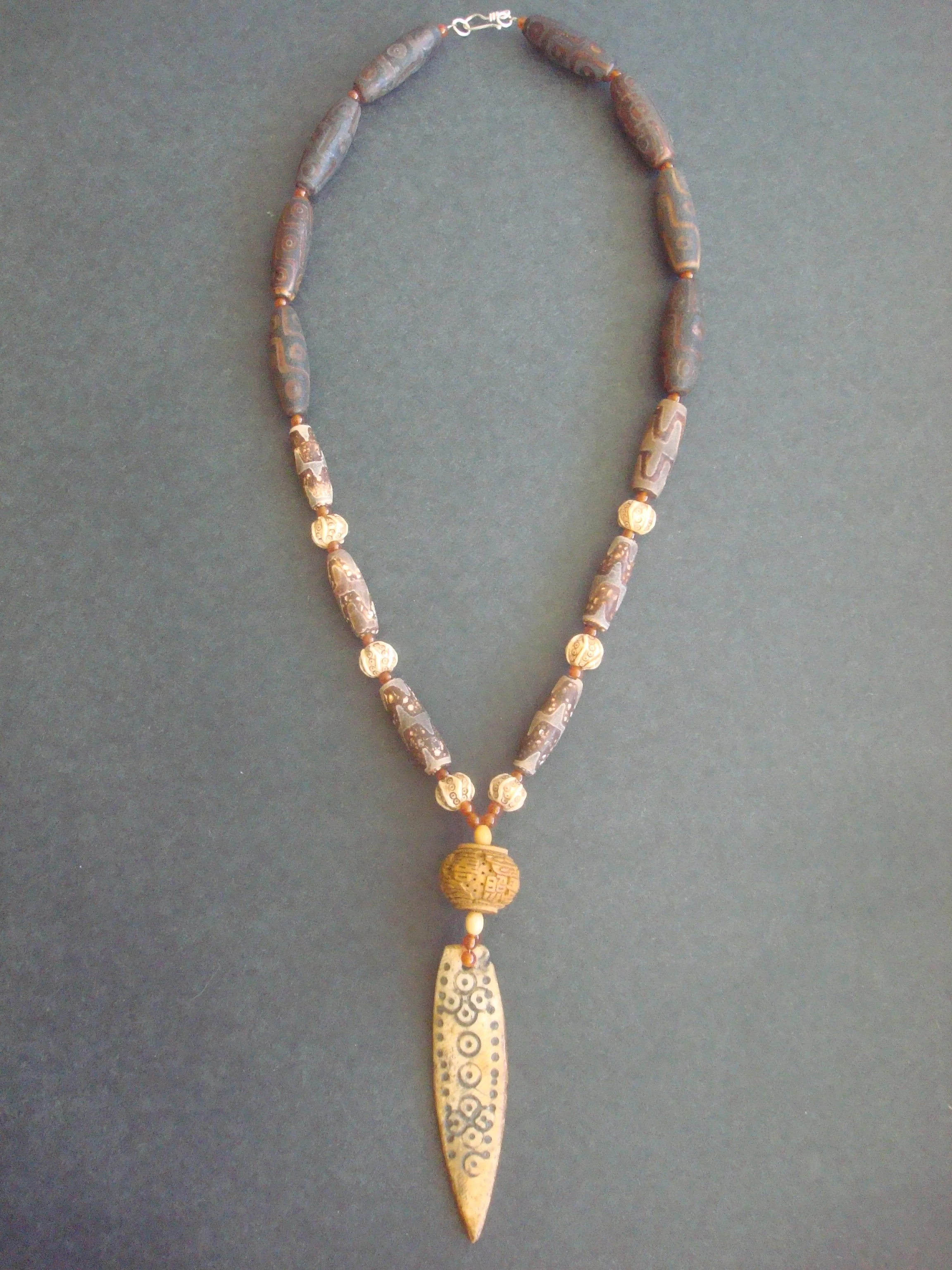 Bone, stone, carnelian $90