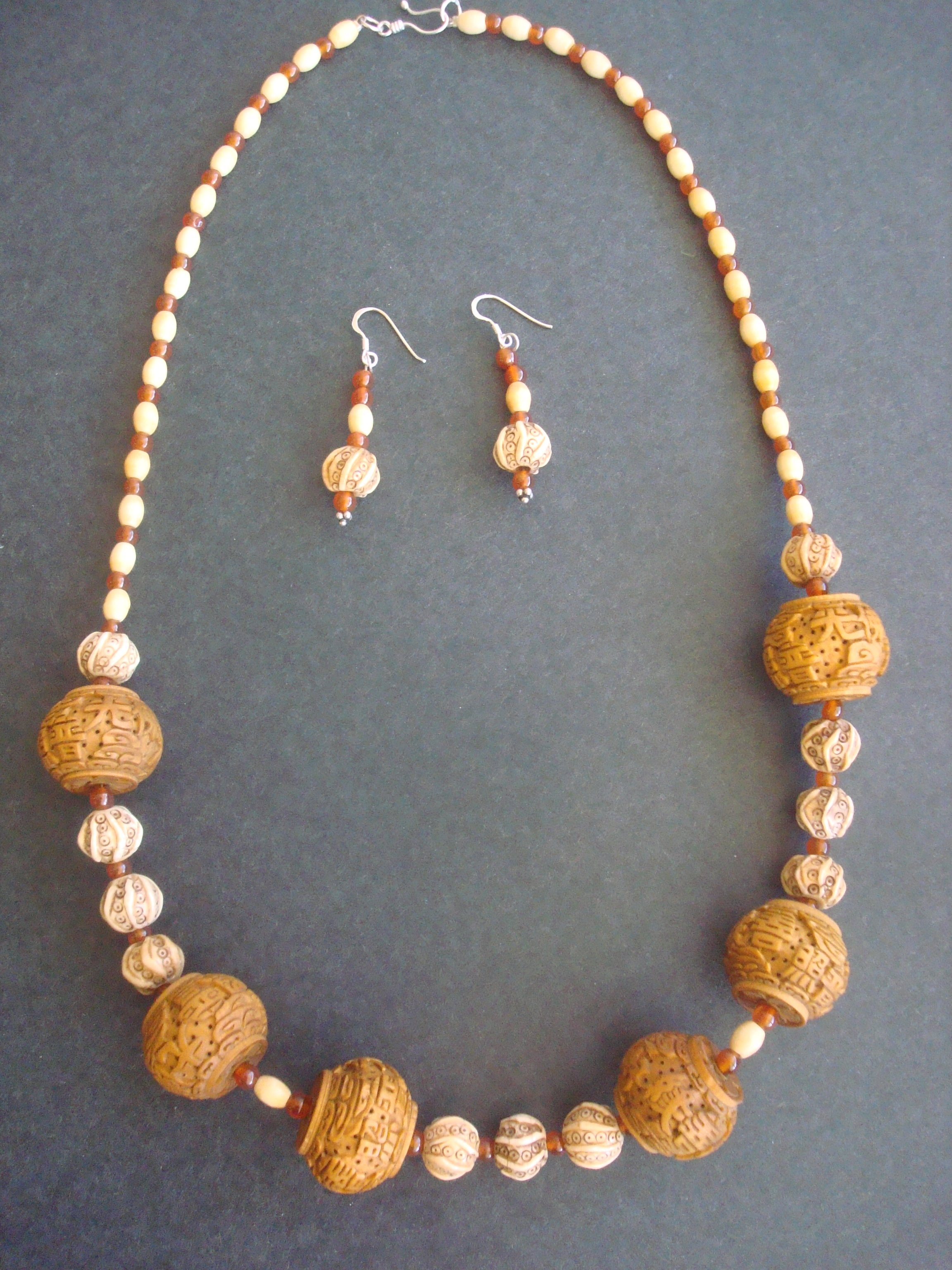 SS Bone, carnelian, wood $90 set