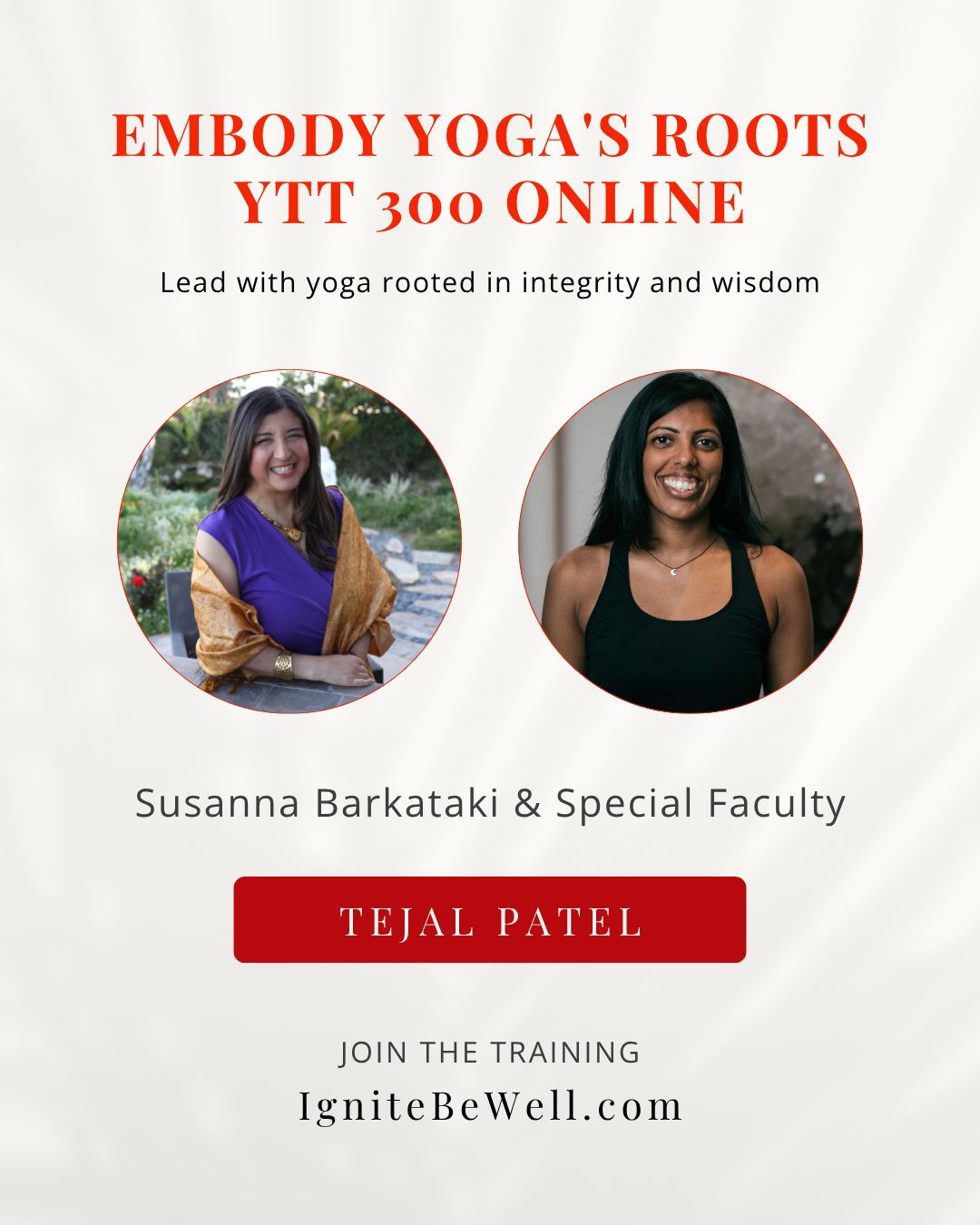 Enrollment Open for Embody’s Yoga Roots YTT 300 with guest teacher Tejal Patel