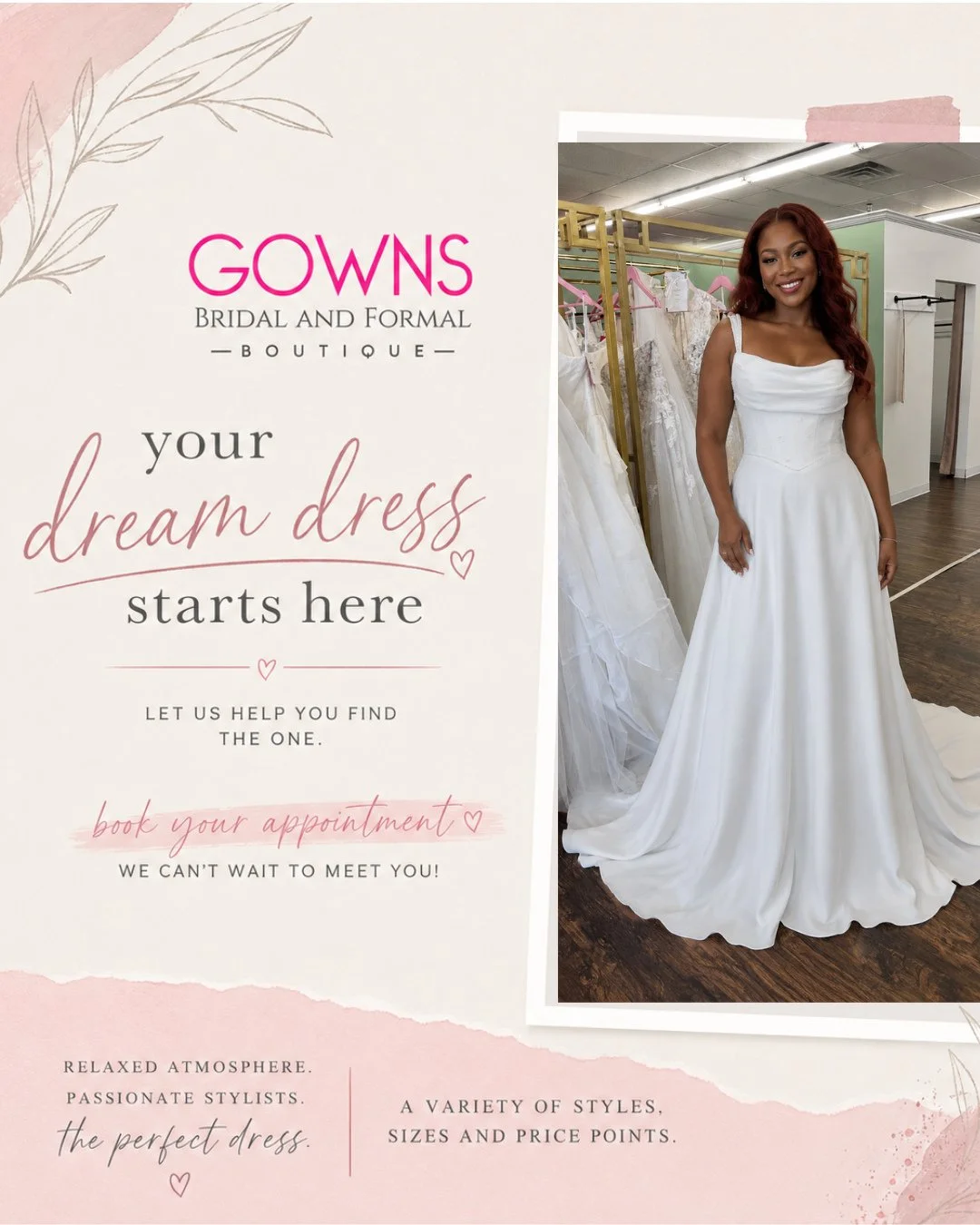 Weekend appointments are still open for Saturday afternoon and Sunday at 1:30pm. Grab your appointment and let us help you find your dream dress. New gowns are hitting the racks this week. 🩷 ⁠
⁠
⁠
⭐️ Appointments can be made at www.gownsboutique.com