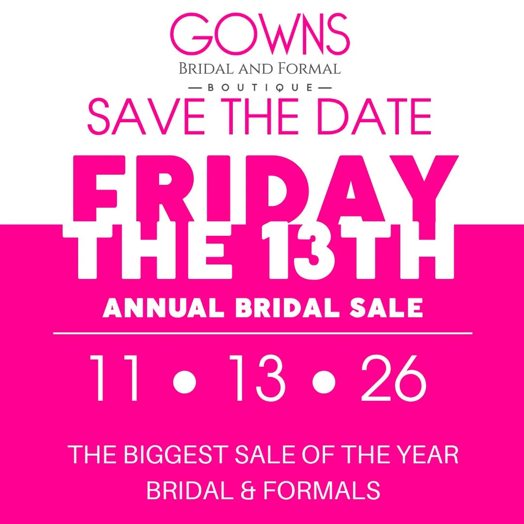 The countdown is on!!! 2 months away from our ⁠
BIGGEST 👏🏼SALE 👏🏼 OF 👏🏼THE 👏🏼 YEAR 👏🏼⁠
so mark your calendar and be ready for insane savings on bridal, prom, in homecoming on November 13th!