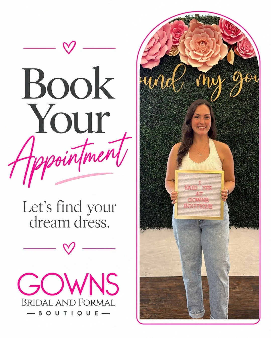 Let us celebrate you this September at GOWNS! Appointments still available for this weekend and next week. Get your girls together and let's say YES! to the dress 🌟👗⁠
⁠
⭐️ Appointments can be made at www.gownsboutique.com ⁠
💕 Bridal appointments a