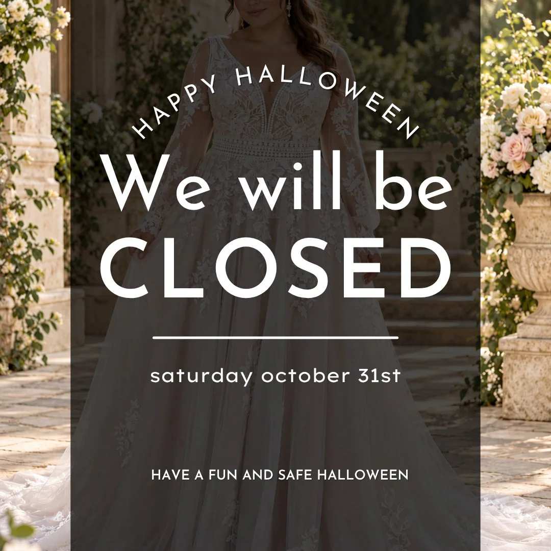 Gowns will be closed Saturday to enjoy Halloween with our friends and family. Only 1 appointment left for Sunday, so snag that now at www.gownsboutique.com ⁠
⁠
⁠
⭐️ Appointments can be made at www.gownsboutique.com ⁠
💕 Bridal appointments are highly