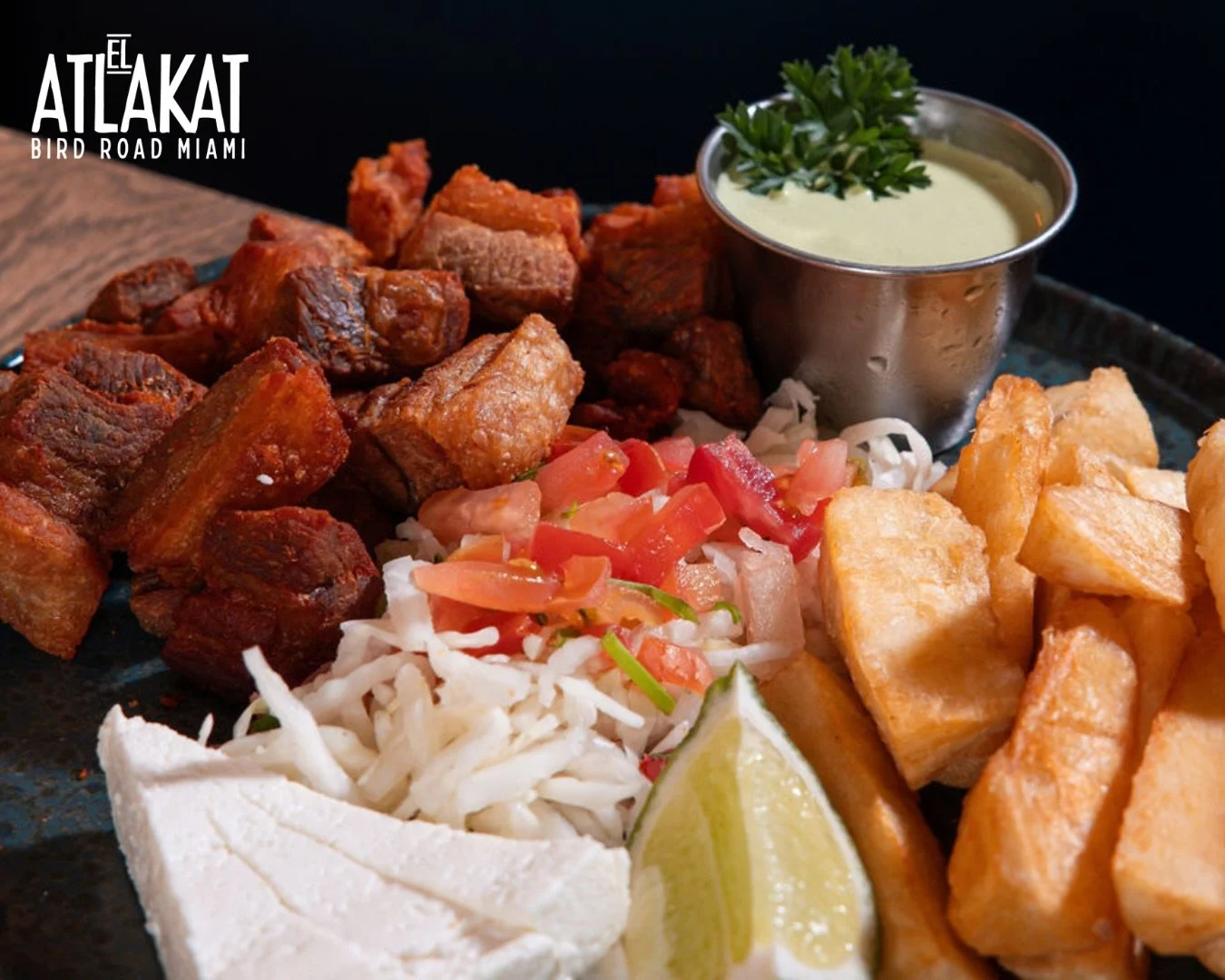 Chicharrones con Yuca, golden, crispy, and full of character. 🐷🔥

ONLY AT BIRD ROAD: 9425 S.W. 40th. Street. Miami, FL 33165&nbsp;
💻 Orders, delivery and reservations at www.elatlakat.com
☎️ (305-552-9090) or ☎️ (305-552-1918)
&nbsp;
#MiamiRestaur
