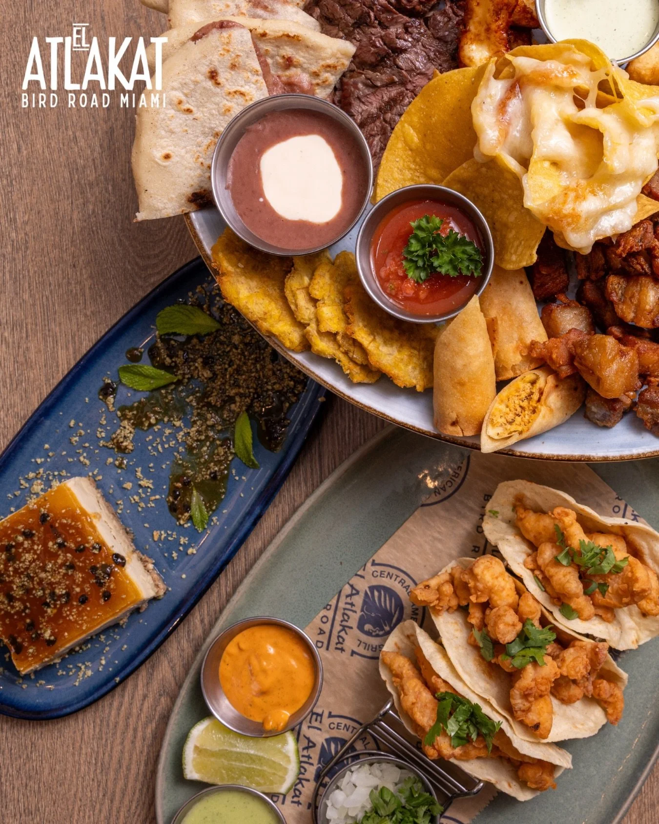 A little bit of everything, the Salvadoran way 🇸🇻✨ Perfect for sharing&hellip; or not 😏🌮

ONLY AT BIRD ROAD: 9425 S.W. 40th. Street. Miami, FL 33165&nbsp;
💻 Orders, delivery and reservations at www.elatlakat.com
☎️ (305-552-9090) or ☎️ (305-552-