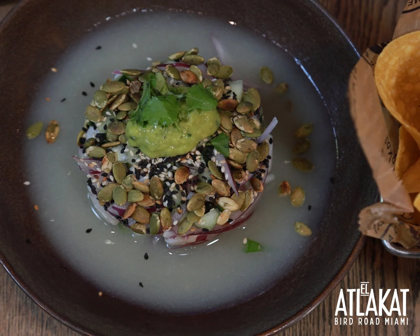 Fresh Ceviche Tostado Cuscatleco 🌊🥑 Bold flavors, creamy avocado, and the perfect crunch in every bite.

ONLY AT BIRD ROAD: 9425 S.W. 40th. Street. Miami, FL 33165&nbsp;
💻 Orders, delivery and reservations at www.elatlakat.com
☎️ (305-552-9090) or