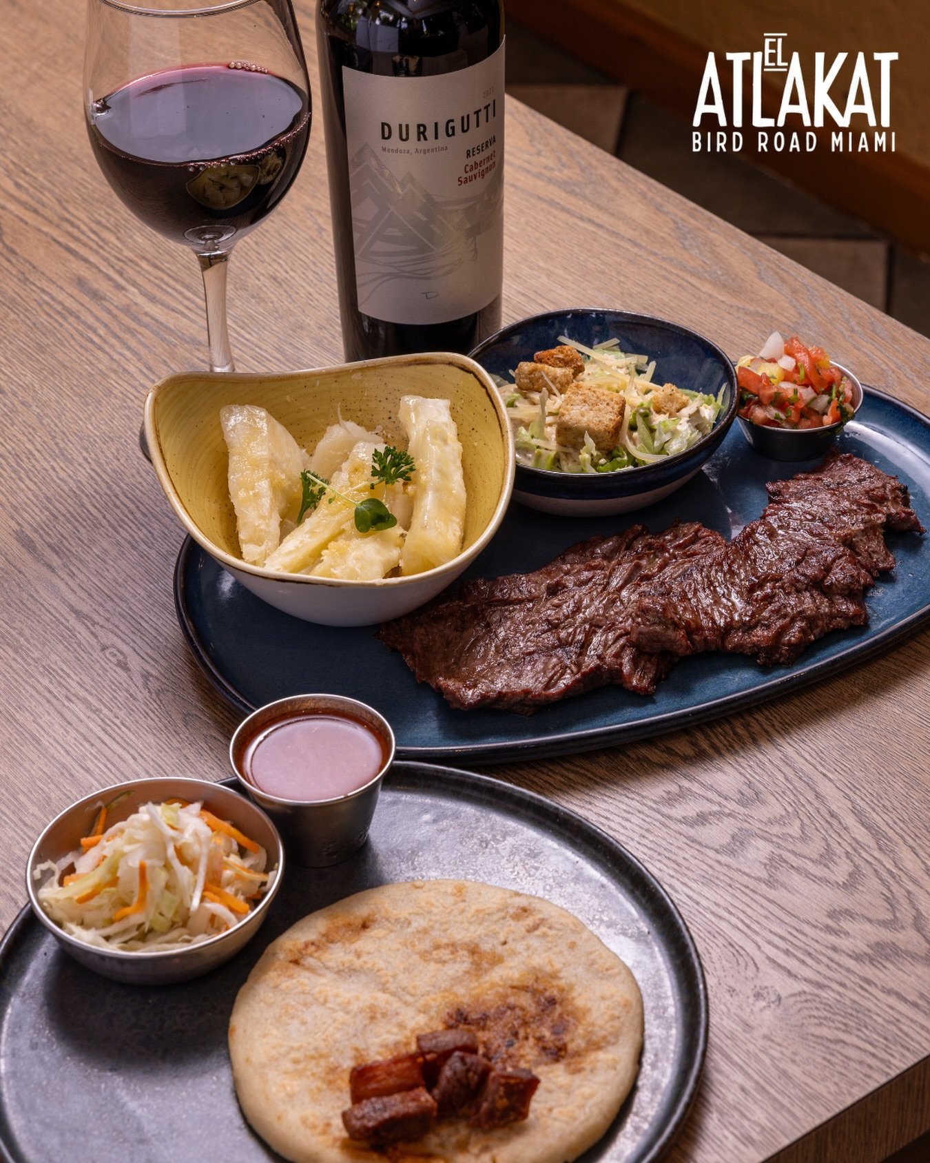 Fire-grilled steak, yuca, curtido, and a glass of wine to match. 🍷🔥
Classic flavors, elevated with care &mdash; because honoring tradition also means serving it with pride.

ONLY AT BIRD ROAD: 9425 S.W. 40th. Street. Miami, FL 33165&nbsp;
💻 Orders