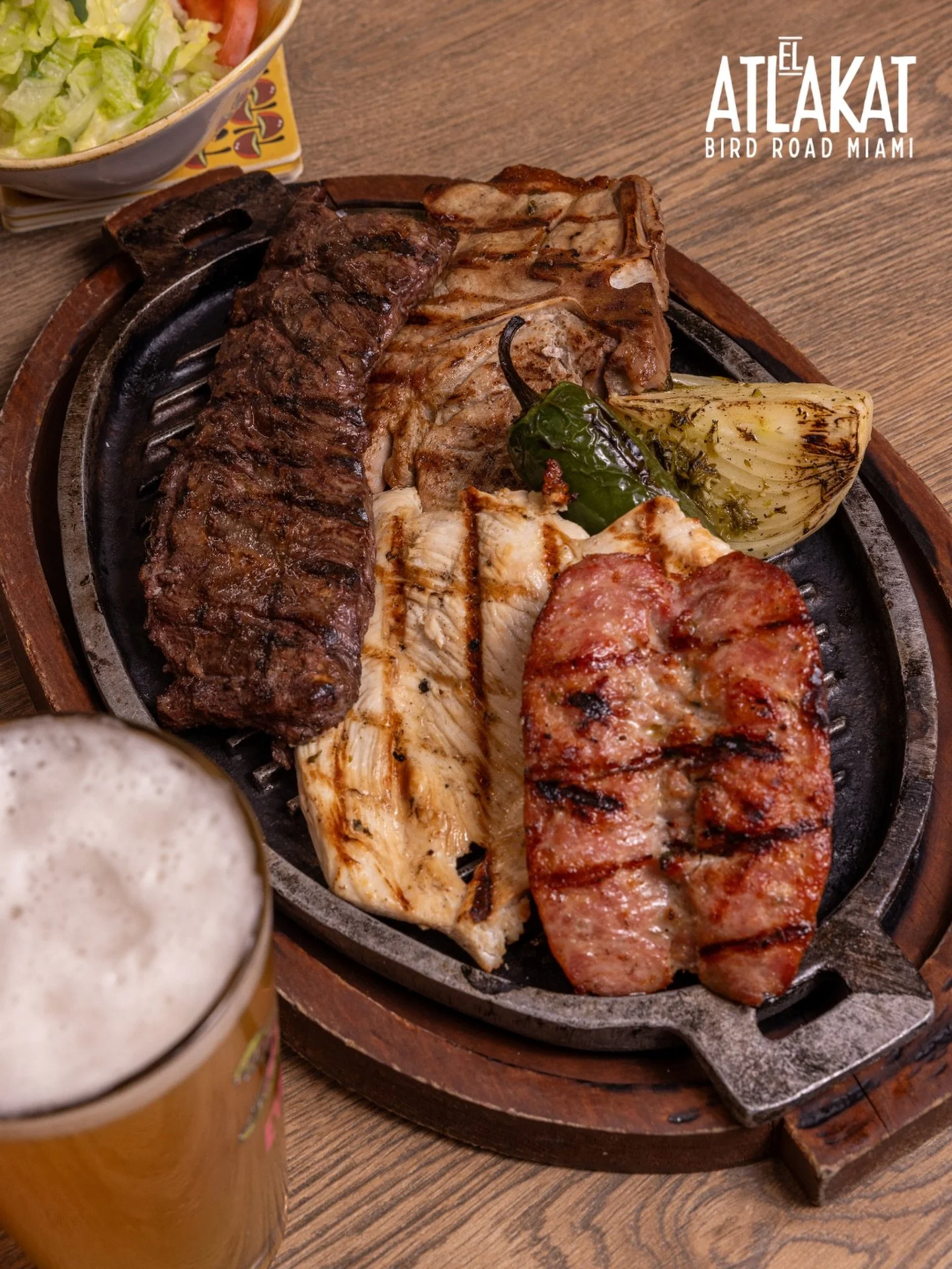 Steak, chicken, pork chop &mdash; all on one sizzling plate. The Parrillada is the kind of dish you order when you can&rsquo;t choose just one. 🍺🥩

ONLY AT BIRD ROAD: 9425 S.W. 40th. Street. Miami, FL 33165&nbsp;
💻 Orders, delivery and reservation
