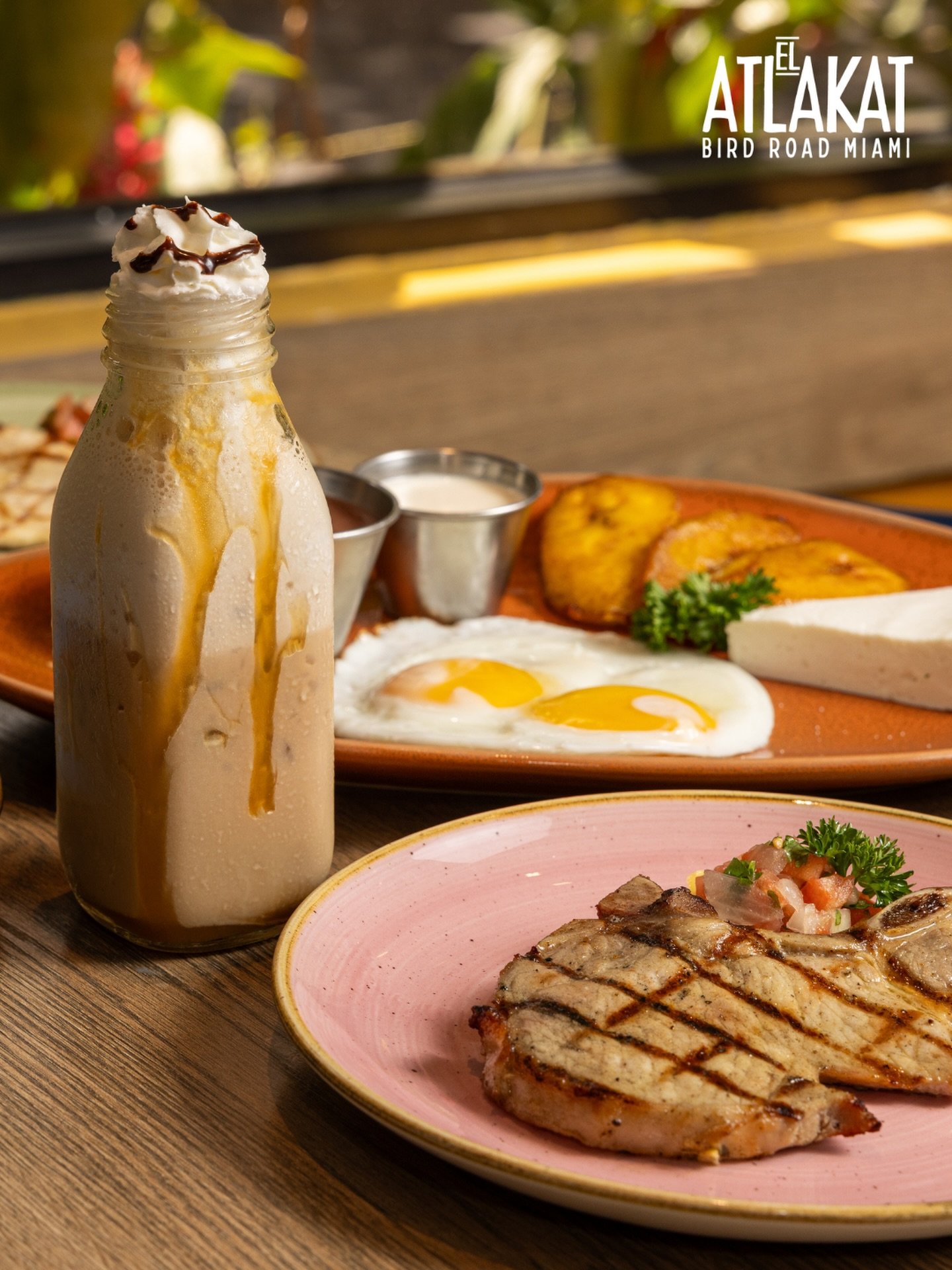 This is what a real breakfast looks like ☀️ Carne asada, huevos, pl&aacute;tano y un caf&eacute; fr&iacute;o que lo cambia todo 🇸🇻 el desayuno que te recarga el alma 🙌

ONLY AT BIRD ROAD: 9425 S.W. 40th. Street. Miami, FL 33165&nbsp;
💻 Orders, de