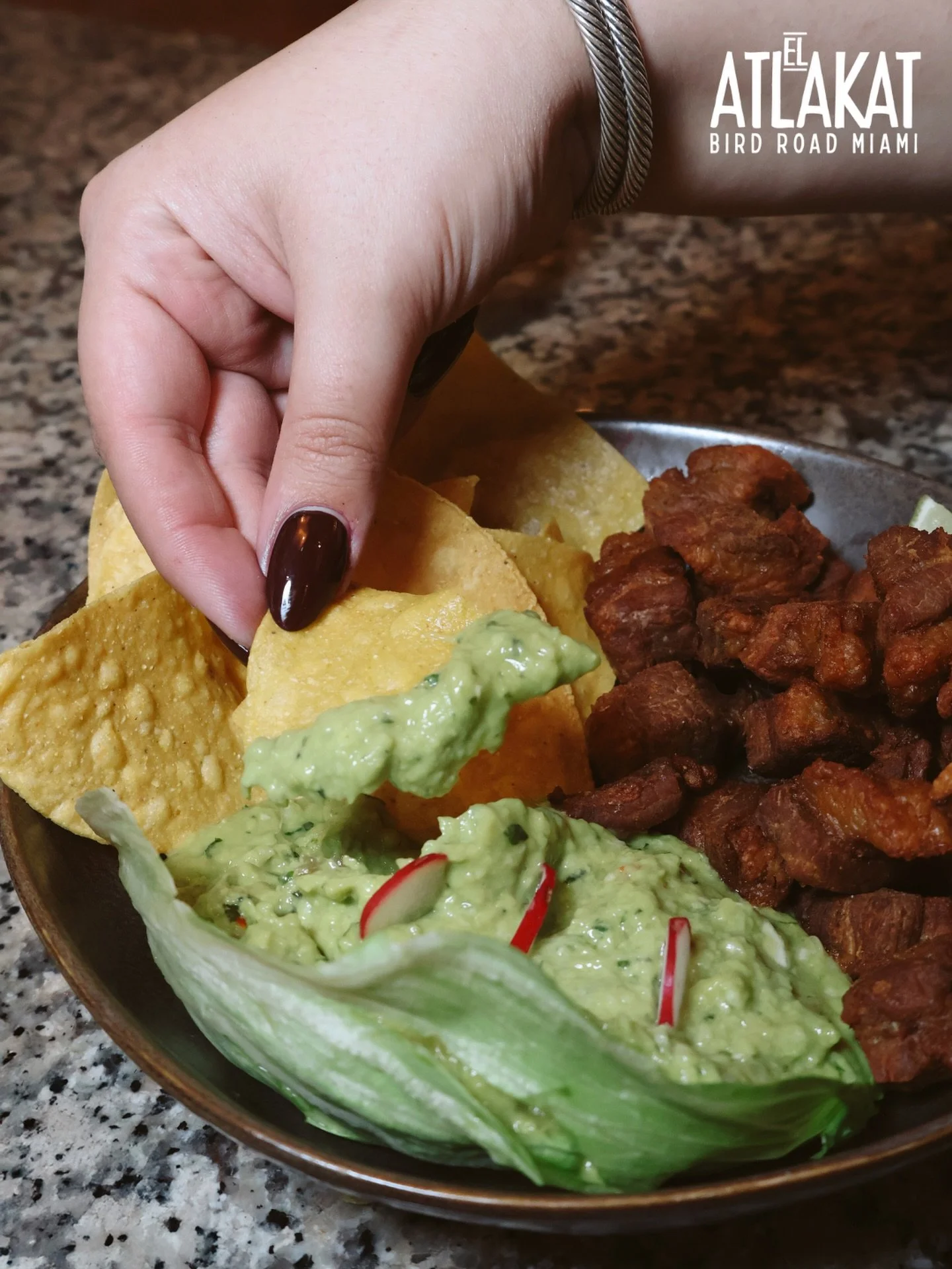 Creamy, crunchy, and packed with flavor 😮&zwj;💨🥑 Our Guacamole Atlakat is the perfect mix of crispy chicharr&oacute;n, chips, and fresh guacamole made to share.

ONLY AT BIRD ROAD: 9425 S.W. 40th. Street. Miami, FL 33165&nbsp;
💻 Orders, delivery 